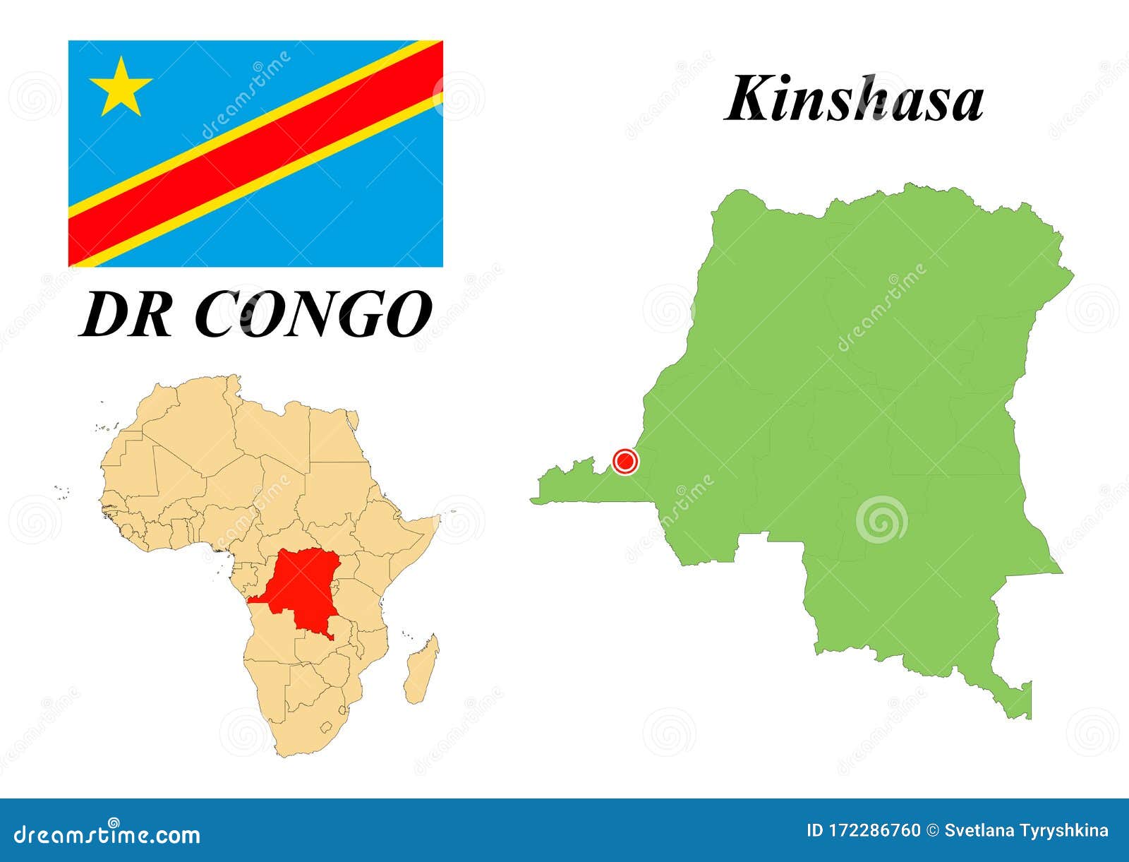 Congo Kinshasa Flag Map | Magnet