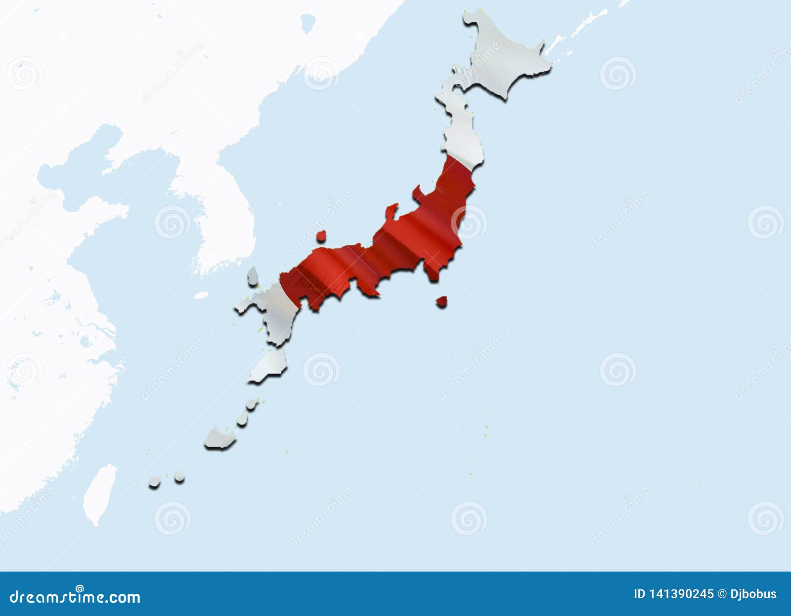 Flag Map Of Japan 3d Rendering Japan Map And Flag On Asia Map The