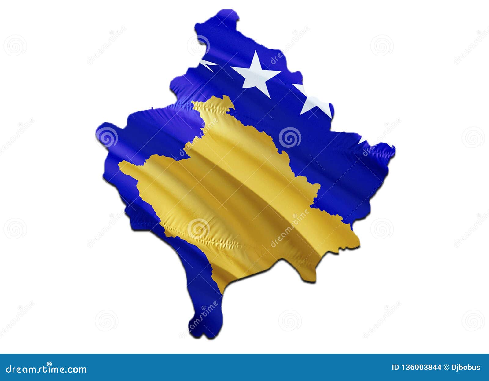Flag Map of Kosovo. 3D Rendering Kosovo Map and Flag. the National Symbol of Kosovo Stock 