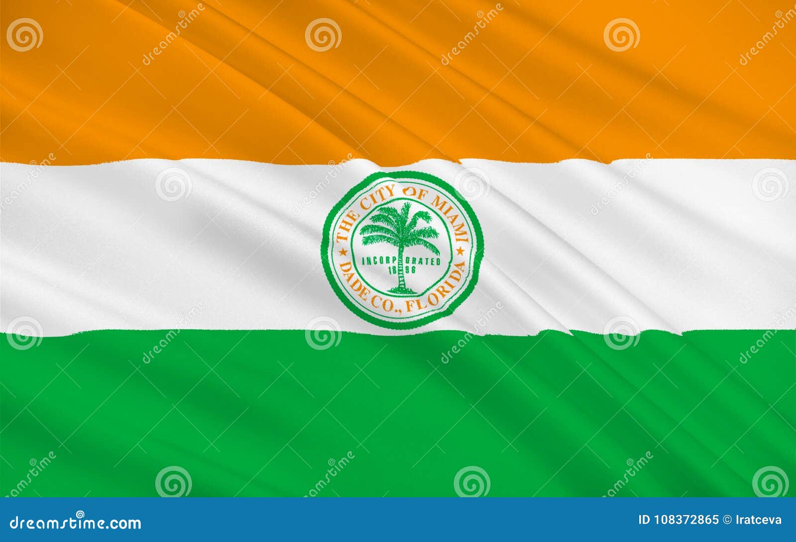 Flag Of Miami City In Florida, USA Stock Illustration - Illustration of tallahassee, heart ...