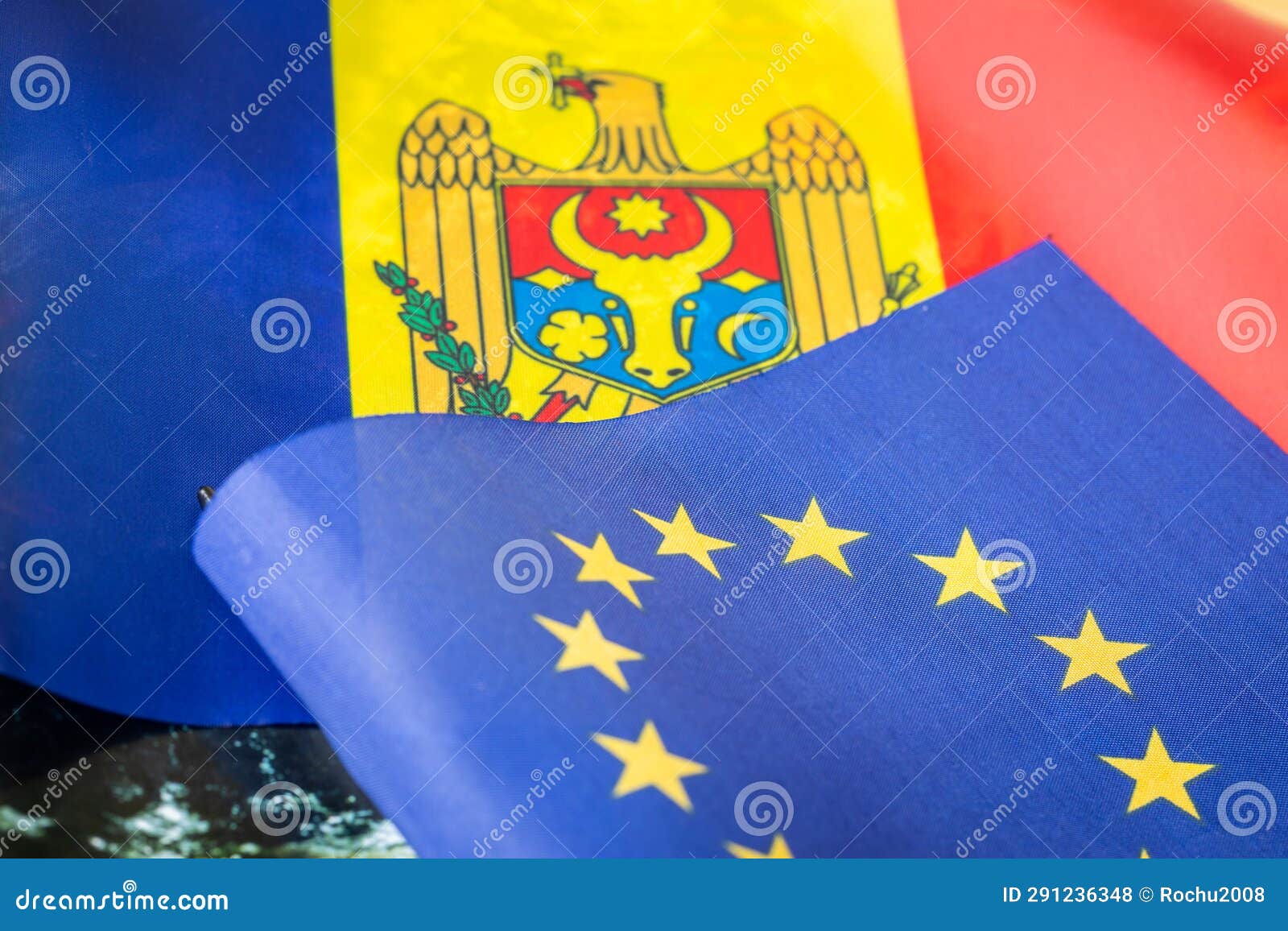 flag of moldova and the european union, concept, hope and work on moldova' accession to the eu, economy and european policy