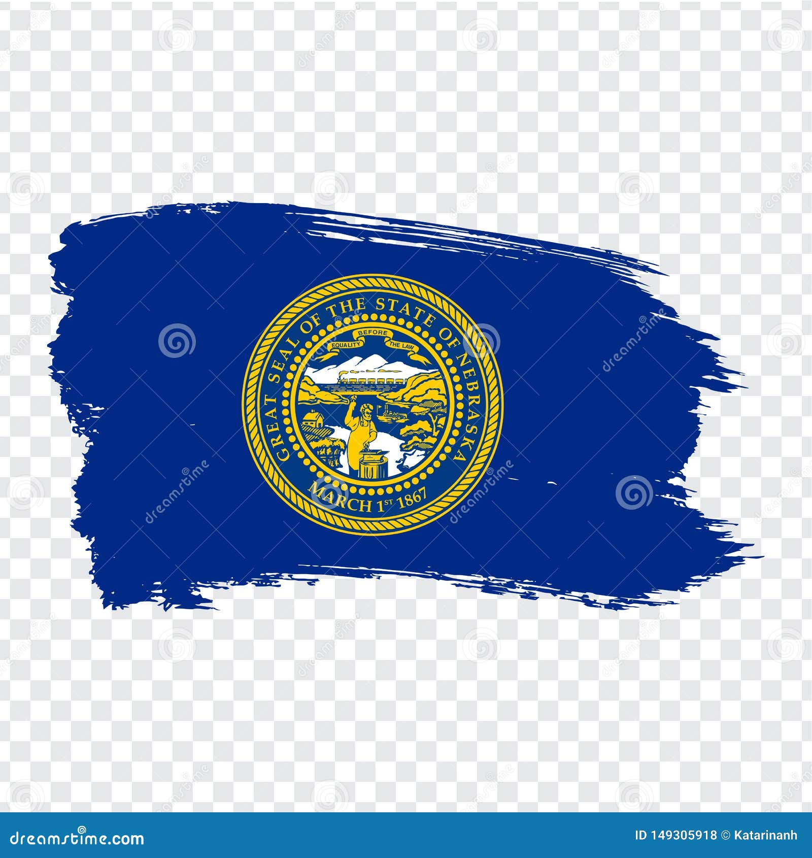 Flag Of Nebraska From Brush Strokes United States Of America Stock
