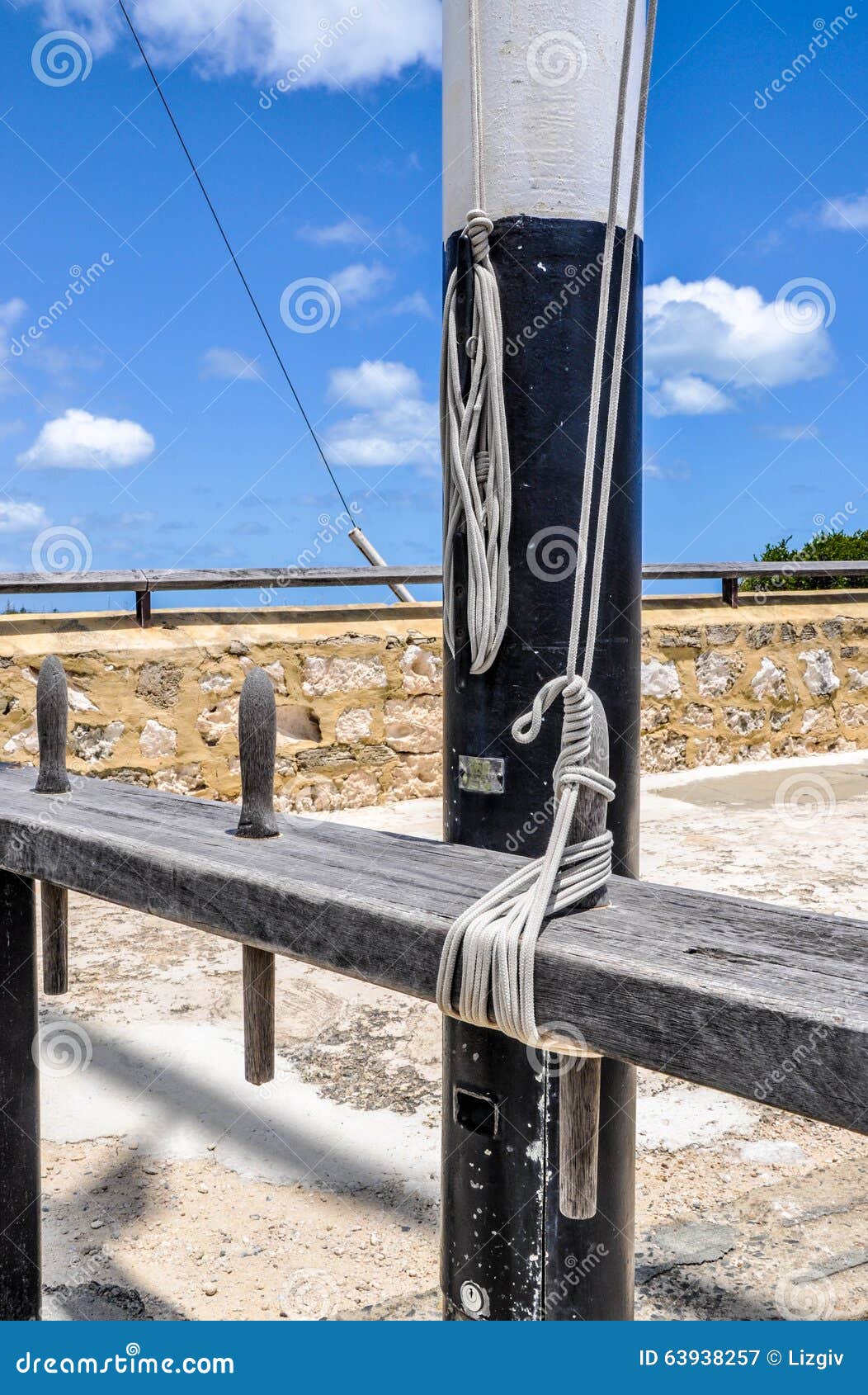 Flag Pole Ropes and Cleats stock image. Image of cleats - 63938257