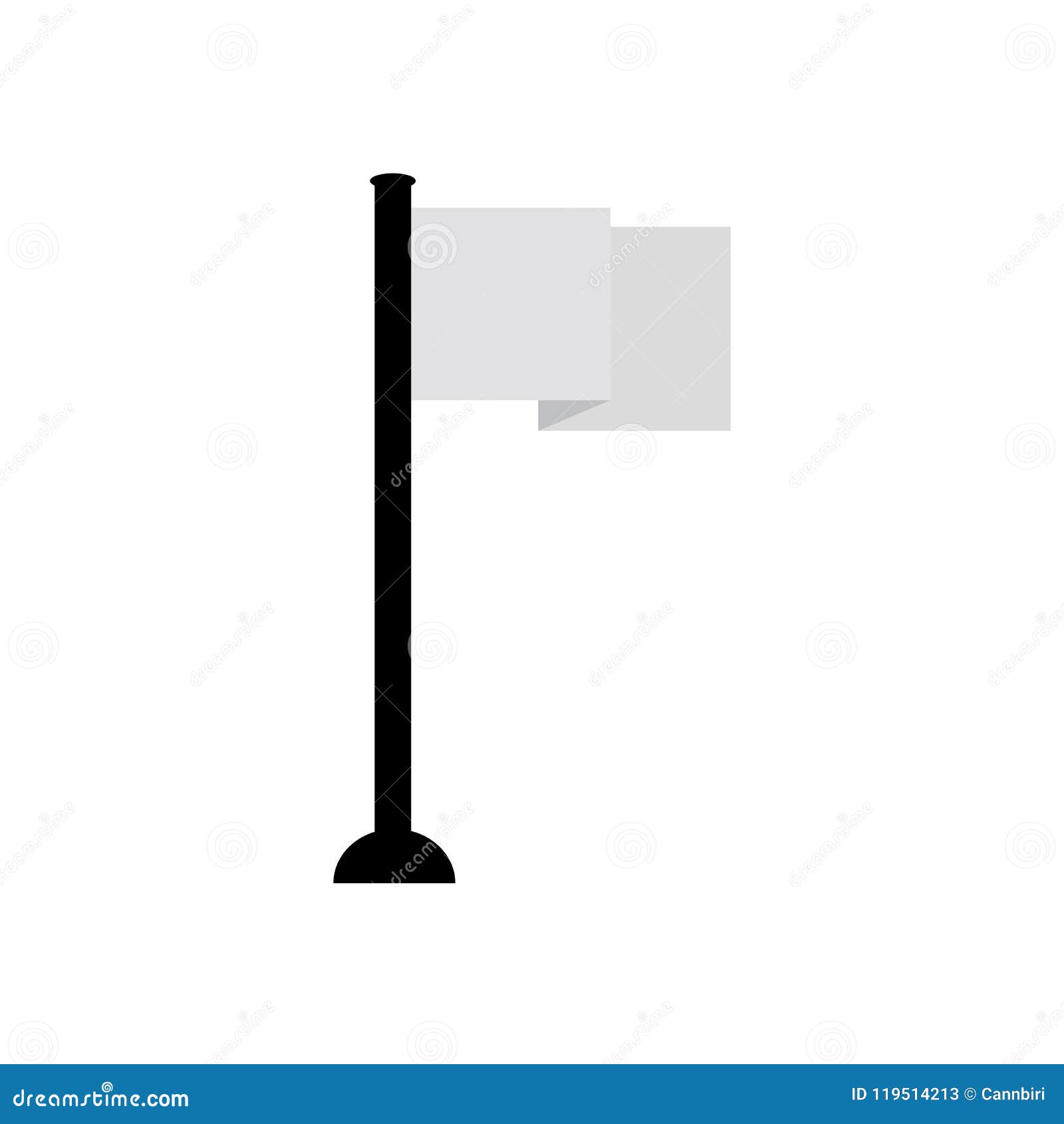 Flag Pole Simple Flat Design Vector Drawing Draft Stock Vector Illustration of fabric, metal