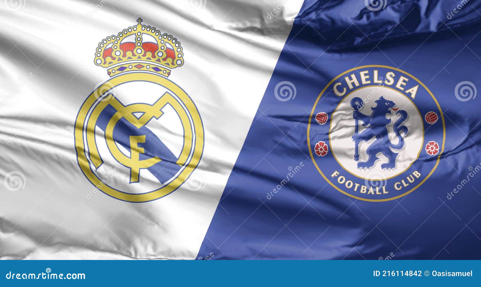 A Flag with Real Madrid Vs Chelsea Match of Champions League Editorial Photography - Image of colours, flag: 216114842