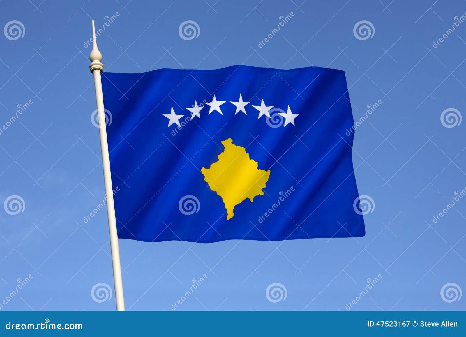 Flagge des Kosovo in Form eines: Stockillustration 2192865827
