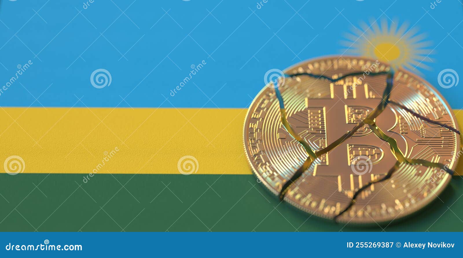 Flag of Rwanda and Broken Bitcoin. Cryptocurrency Ban or Crypto Legal  Issues Concepts, 3d Rendering Stock Illustration - Illustration of  exchange, finance: 255269387