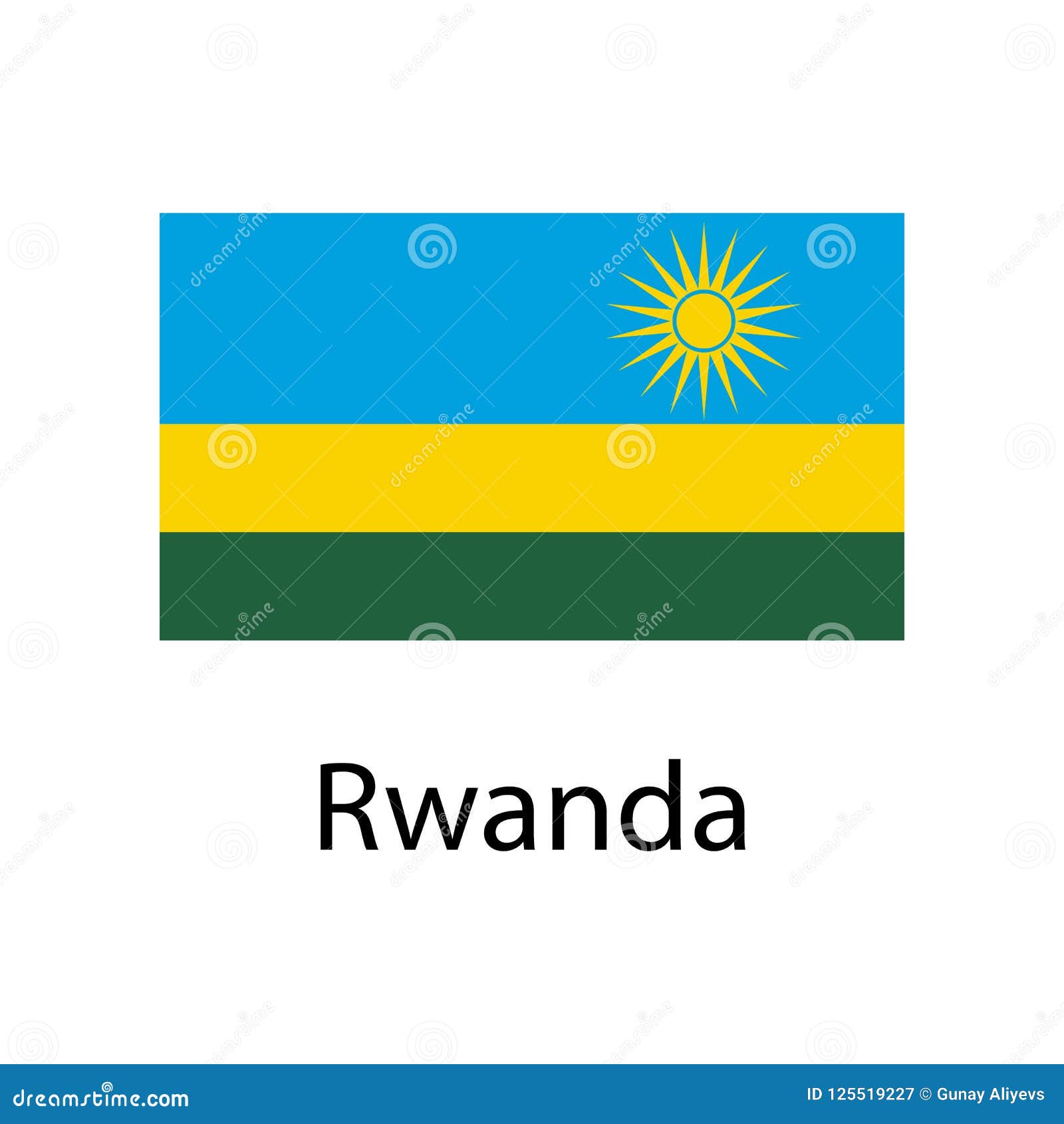 Flag Of Rwanda With Name Icon. Official Colors And Proportion ...