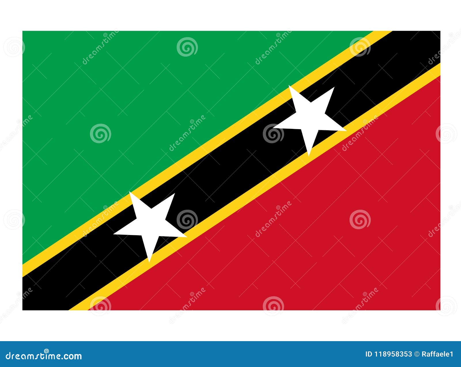 Flag of Saint Kitts Nevis Stock Vector Illustration of yellow, kitts: