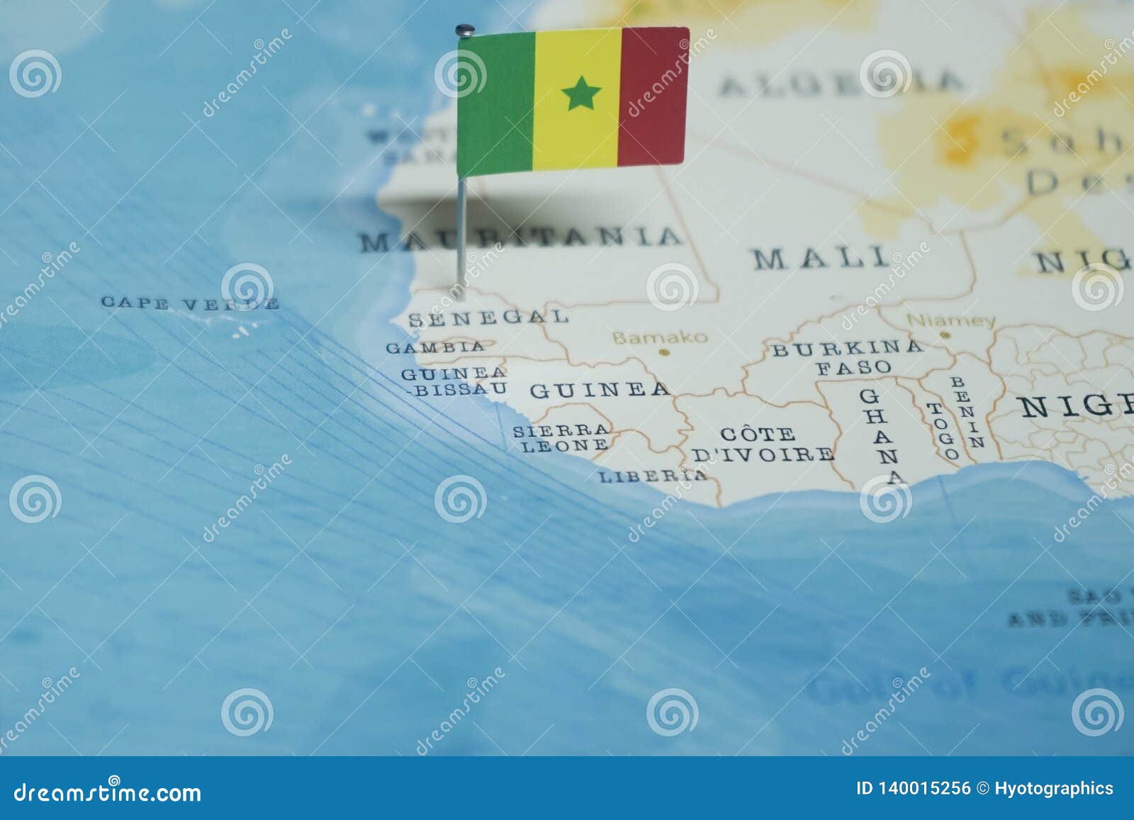 the flag of senegal in the world map