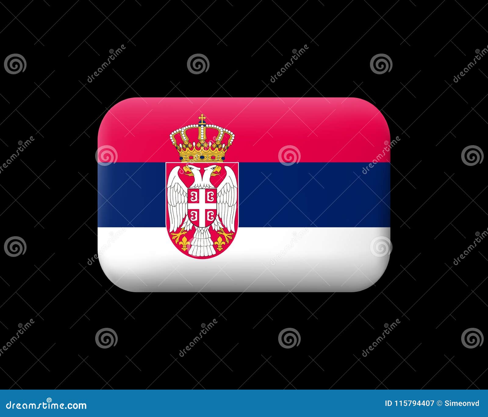 flag of serbia. matted  icon and button. rectangular 