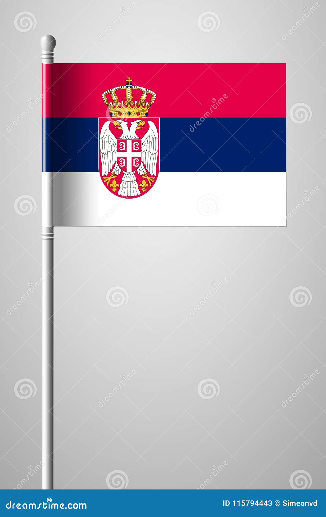 flag of serbia. national flag on flagpole.  