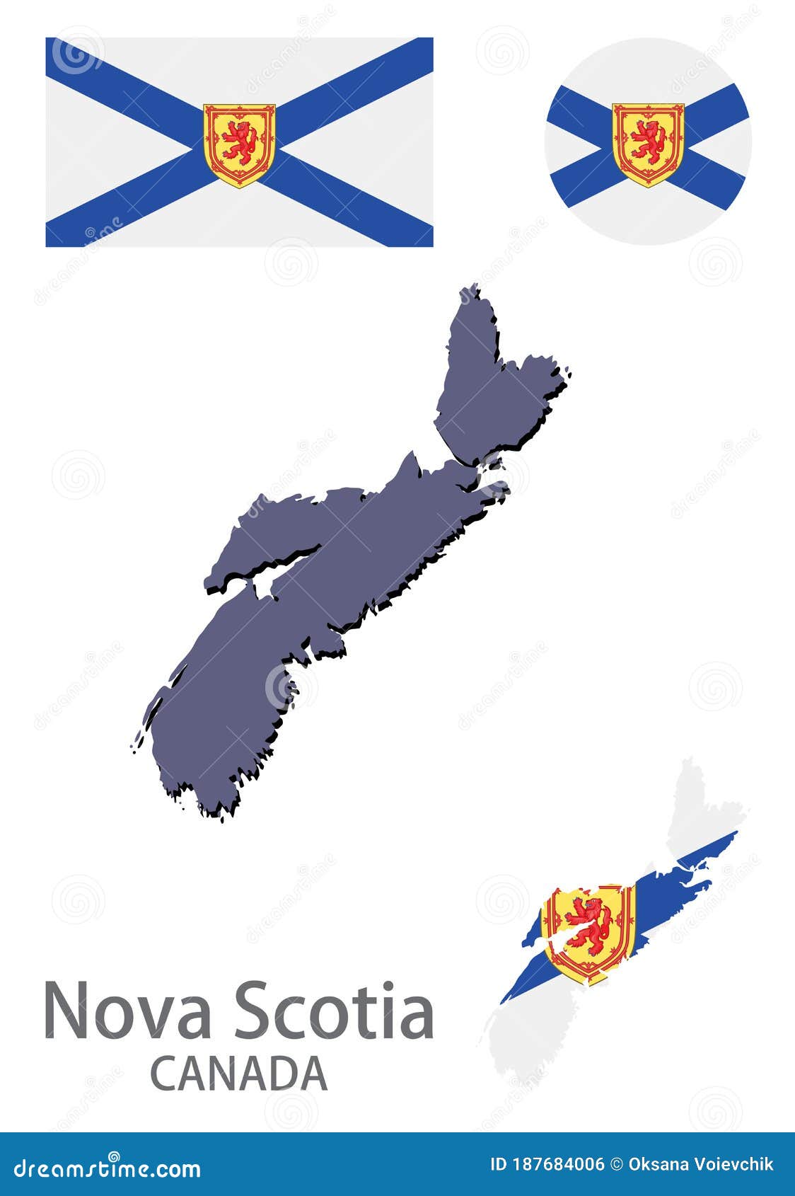 Nova Scotia Map Outline Isolated Royalty-Free Cartoon | CartoonDealer