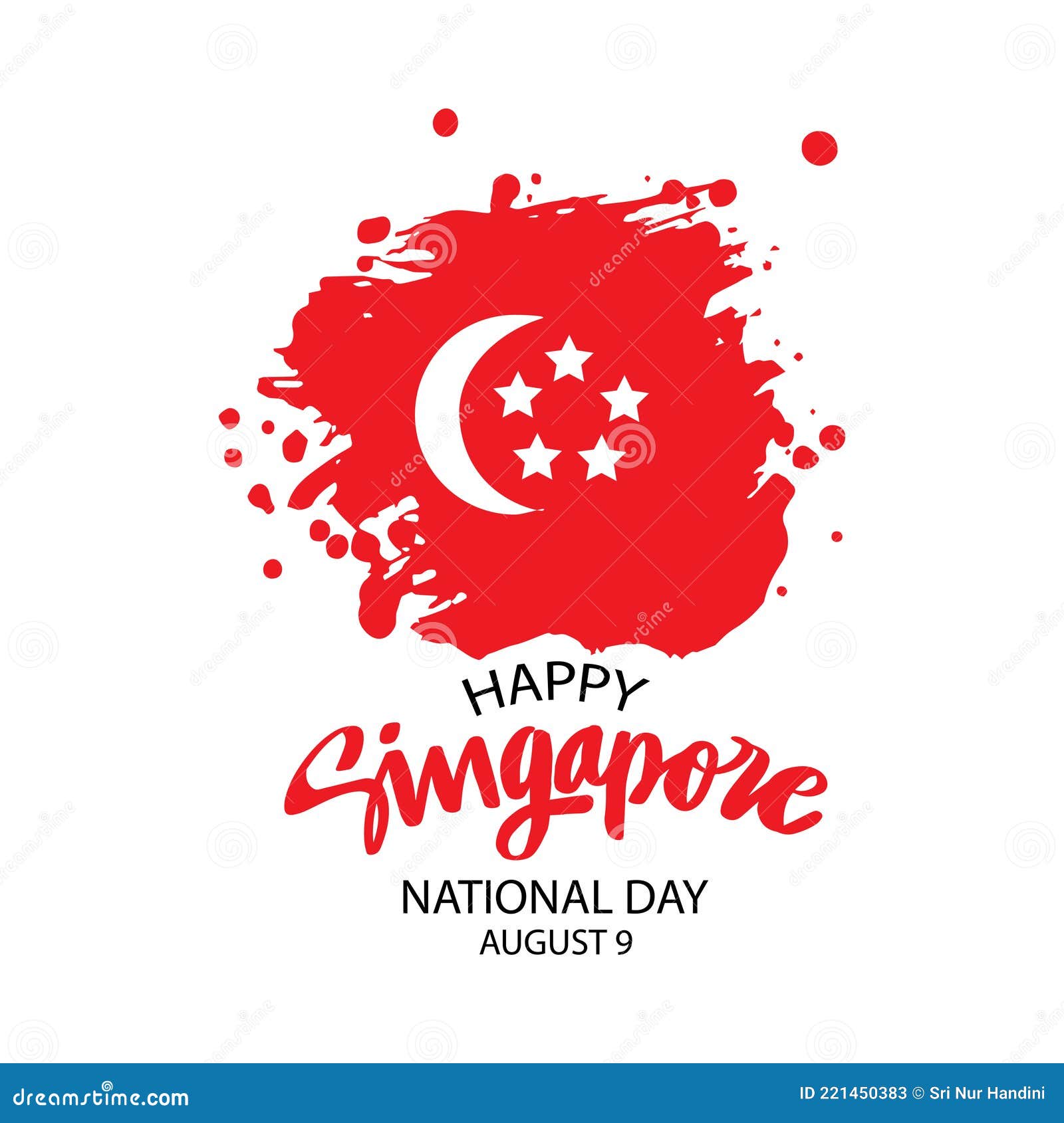 Flag of Singapore in Grungy Style. Singapore National Day Concept