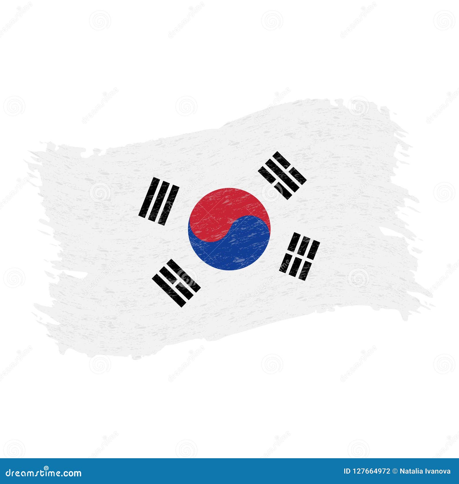 flag of south corea, grunge abstract brush stroke  on a white background.  .