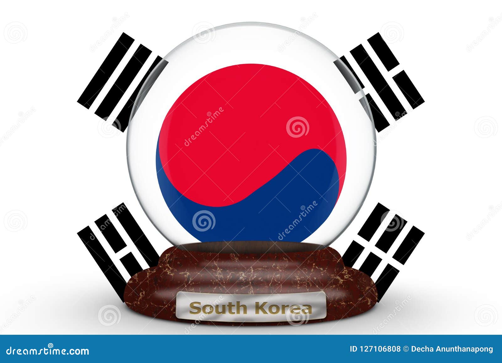 Flag of South Korea on Snow Globe Stock Illustration Illustration of grunge, country 127106808