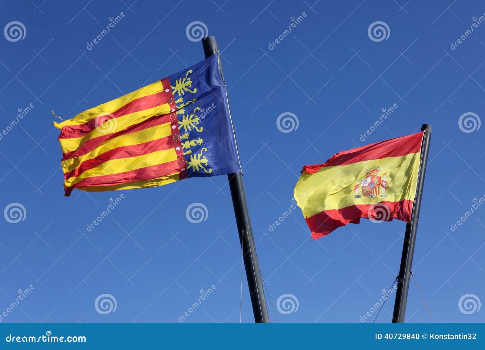 flag spain and comunidad valenciana,