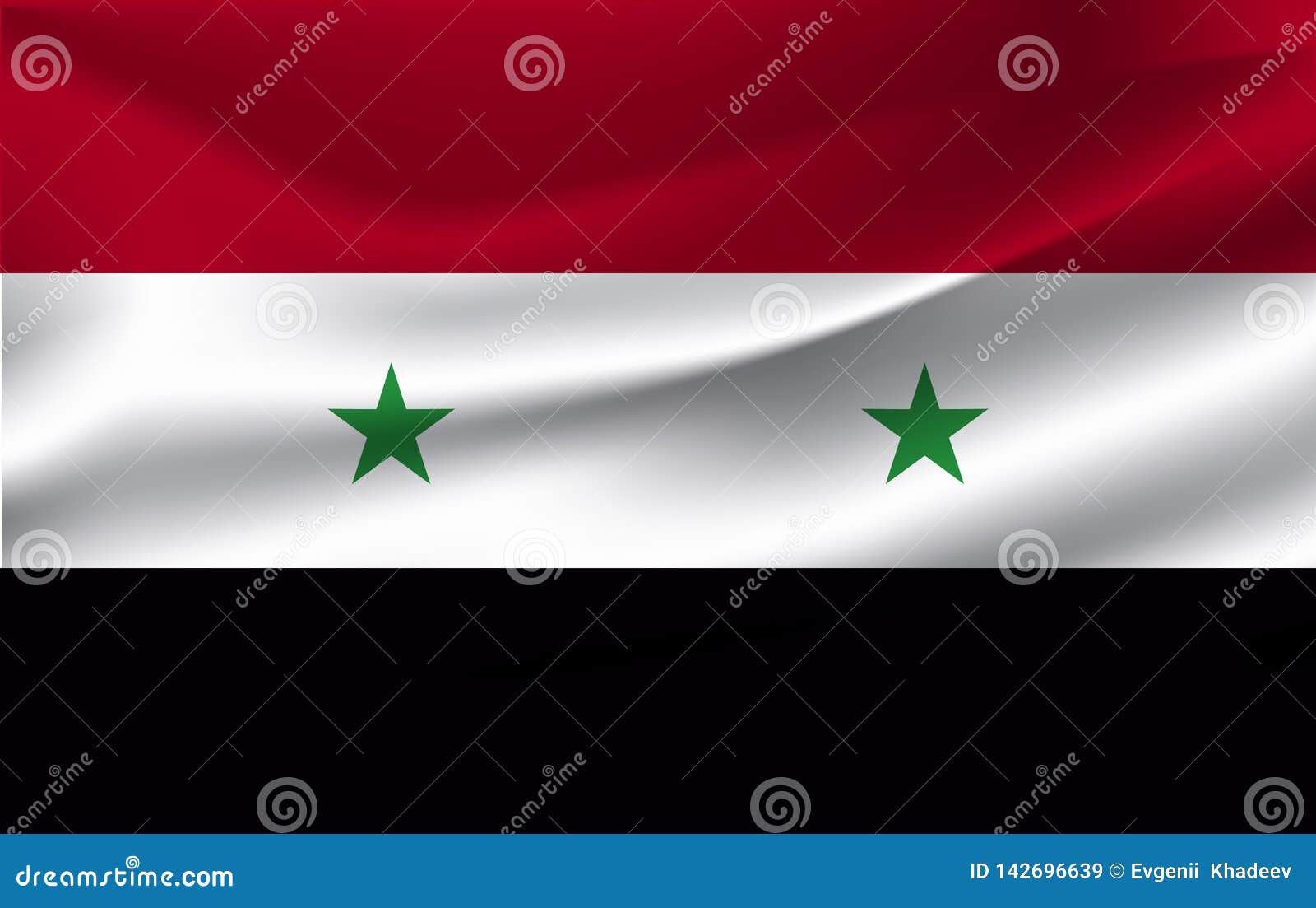 The Flag of the Syrian Arab Republic Waving Stock Illustration