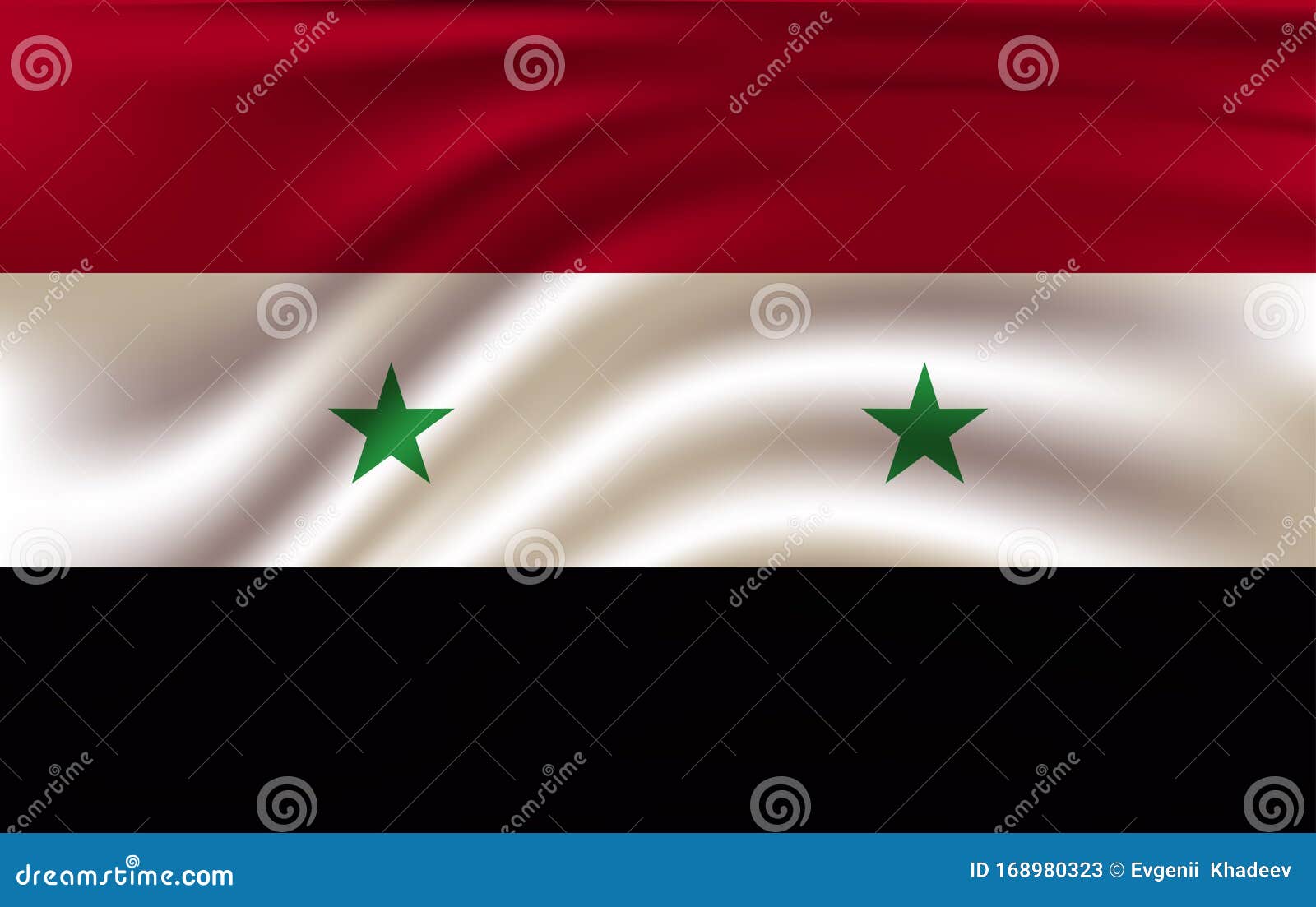 The Flag of the Syrian Arab Republic Waving Stock Vector - Illustration