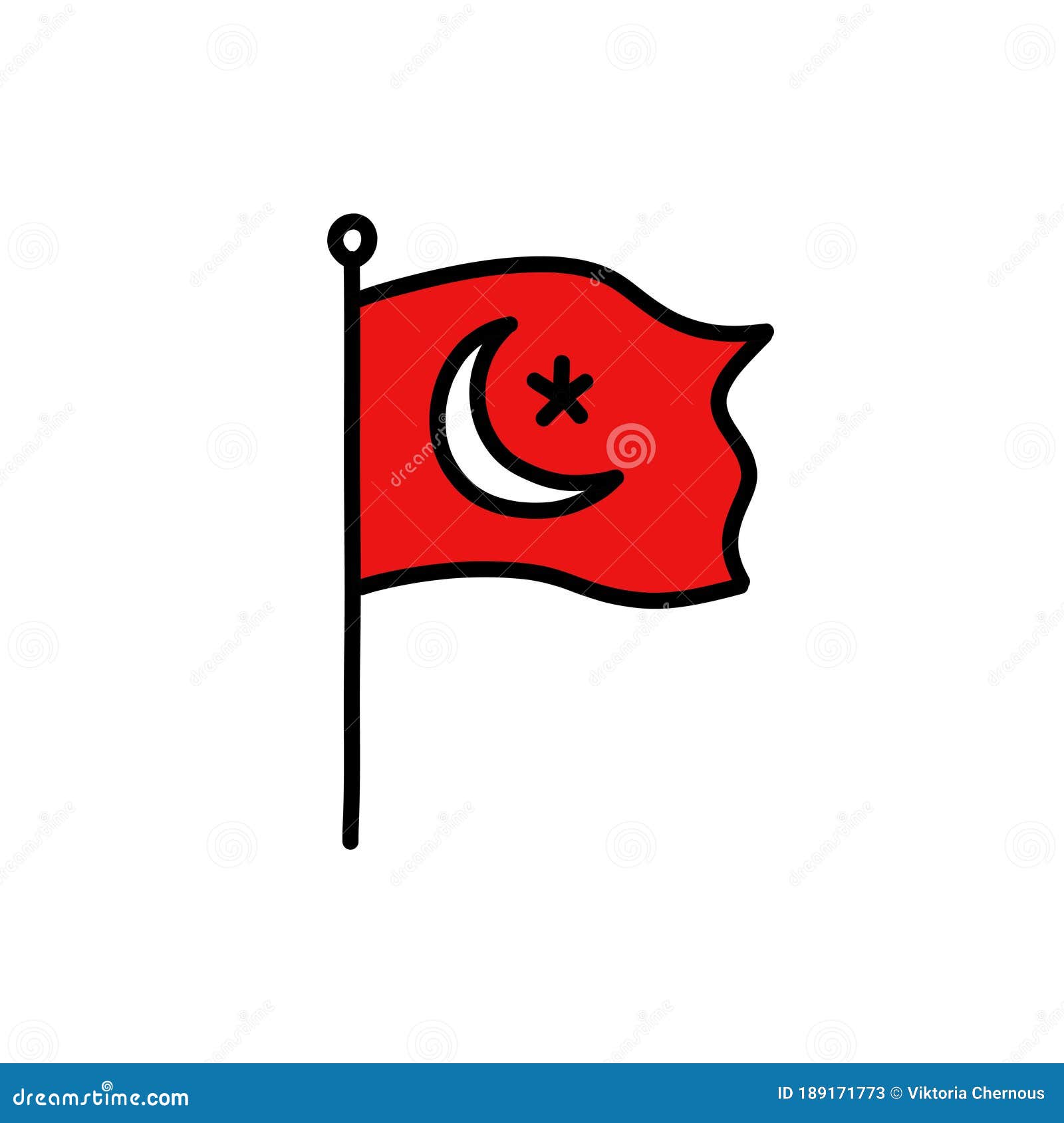 Download Flag Of Turkey Doodle Icon, Vector Color Illustration ...