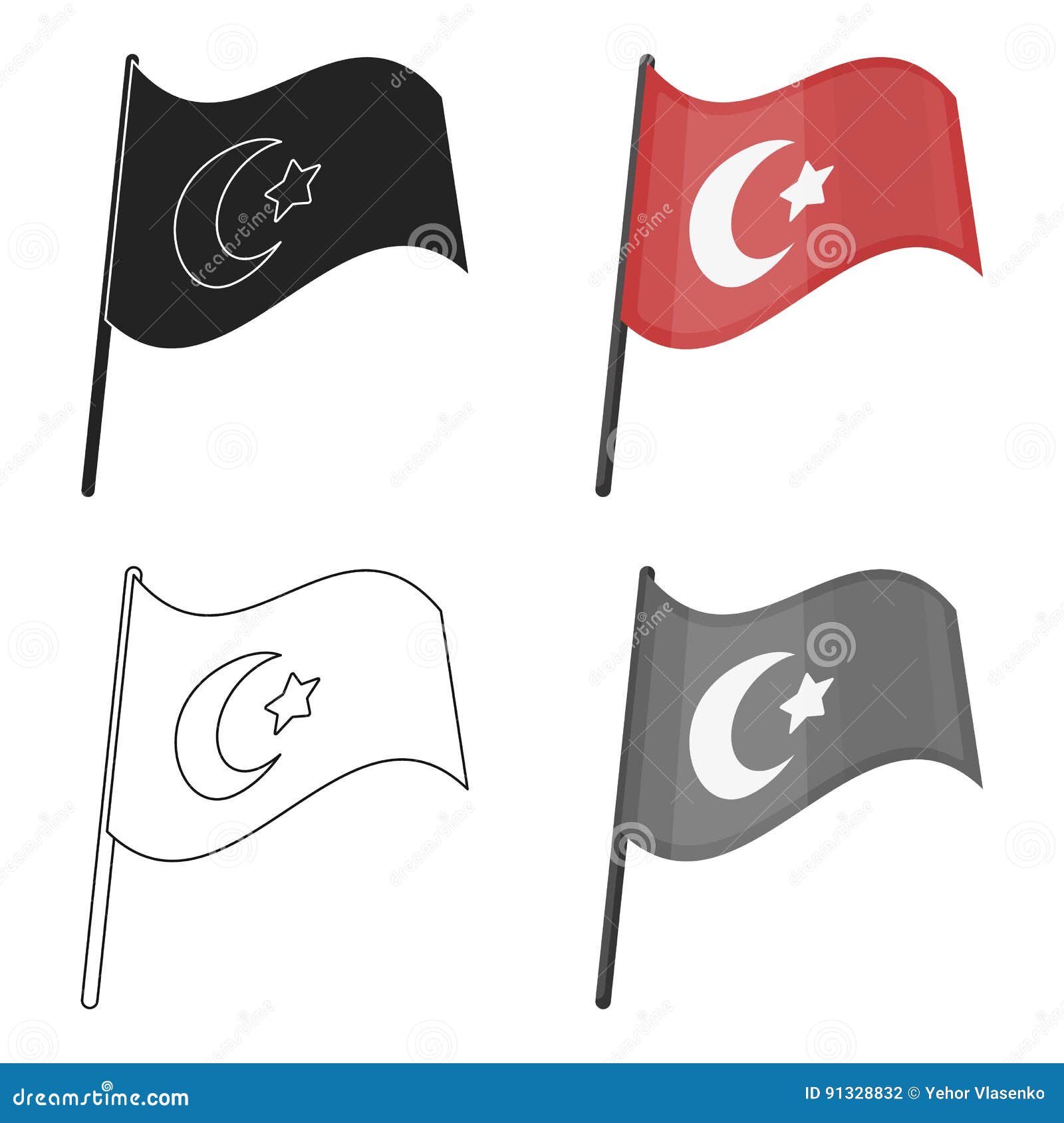 Download Flag Of Turkey Icon In Cartoon Style Isolated On White ...
