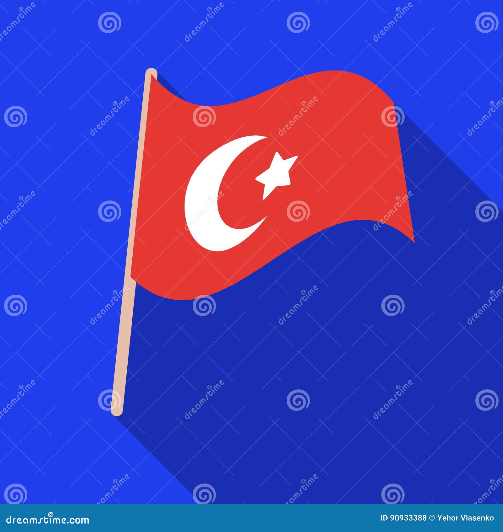 Download Flag Of Turkey Icon In Flate Style Isolated On White ...