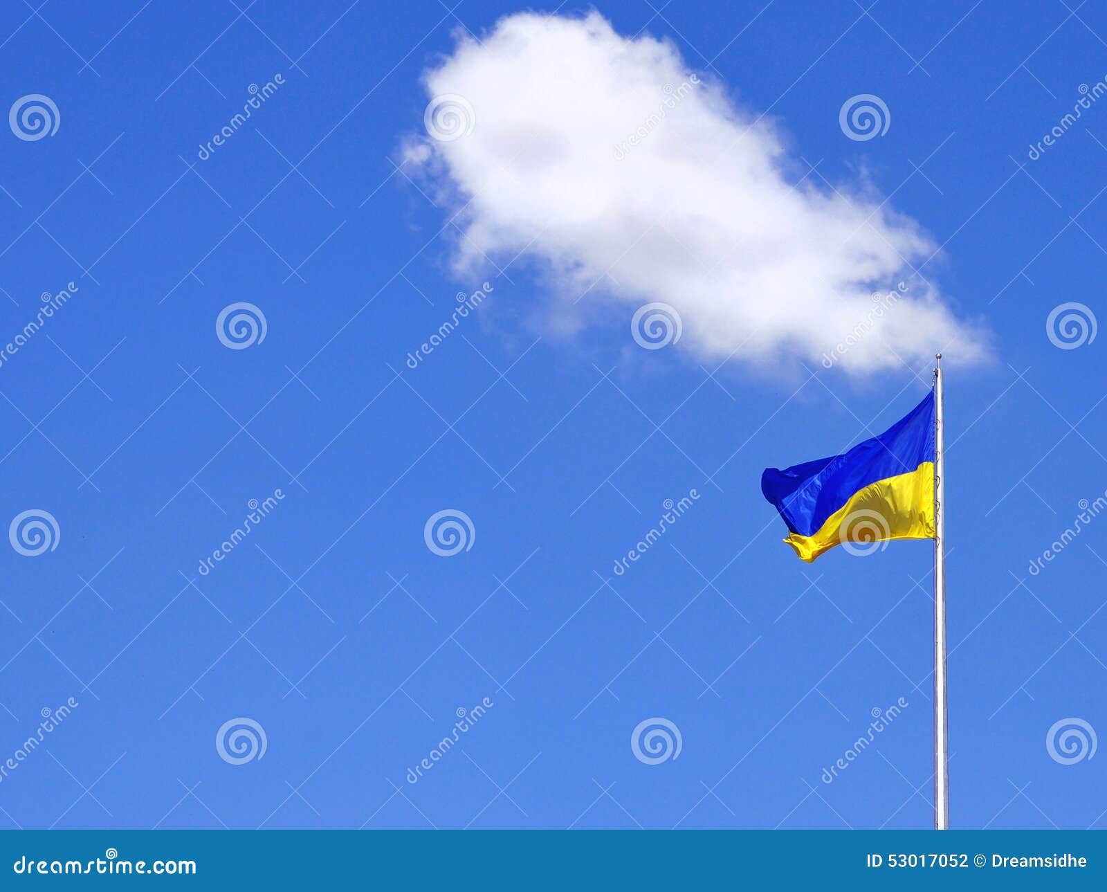 Flag of Ukraine against the sky