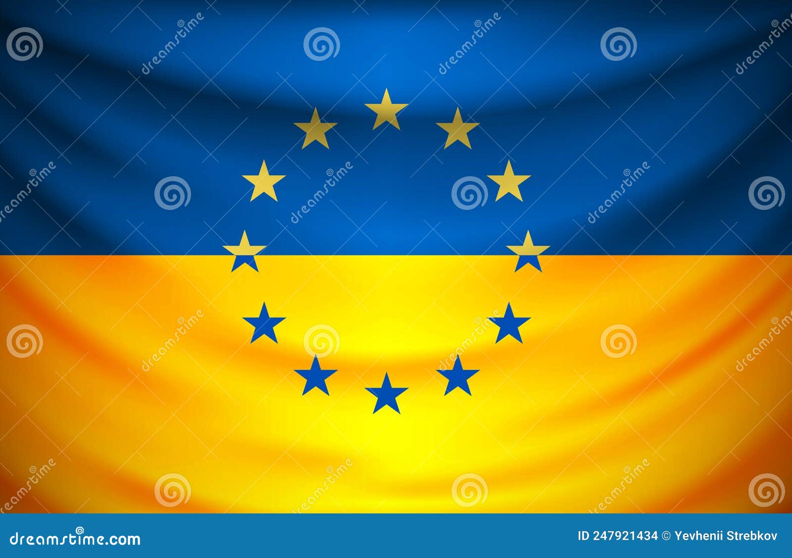 Flag of Ukraine with the Stars of the European Union Stock Illustration ...