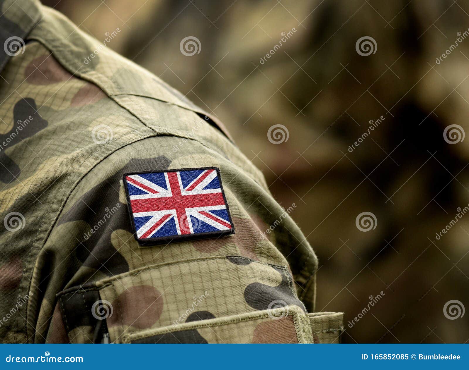 flag of united kingdom on military uniform. uk army. british armed forces, soldiers. collage