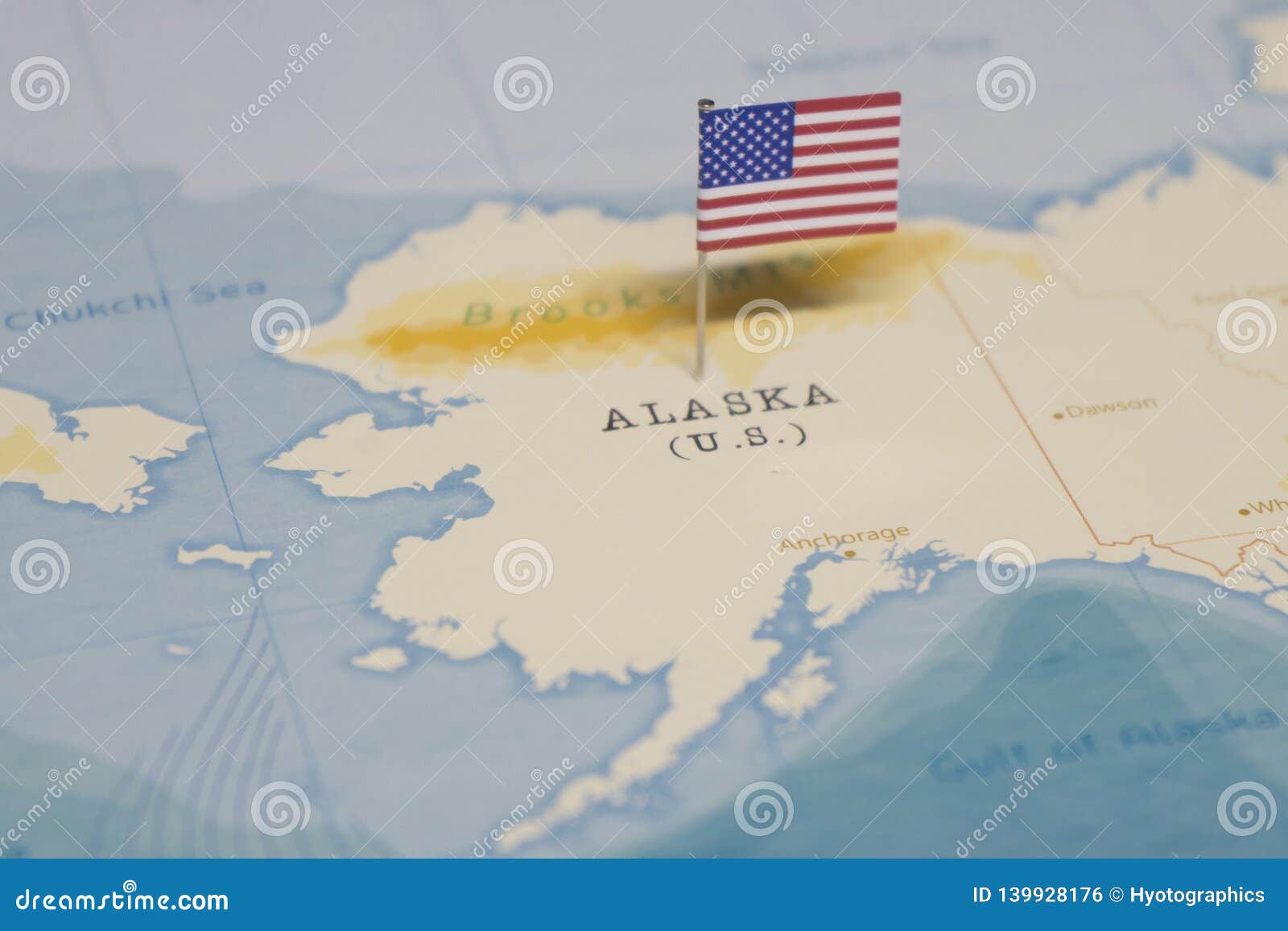 The Flag Of The United States On The Alaska In The World Map Stock Photo -  Image Of Education, Journey: 139928176