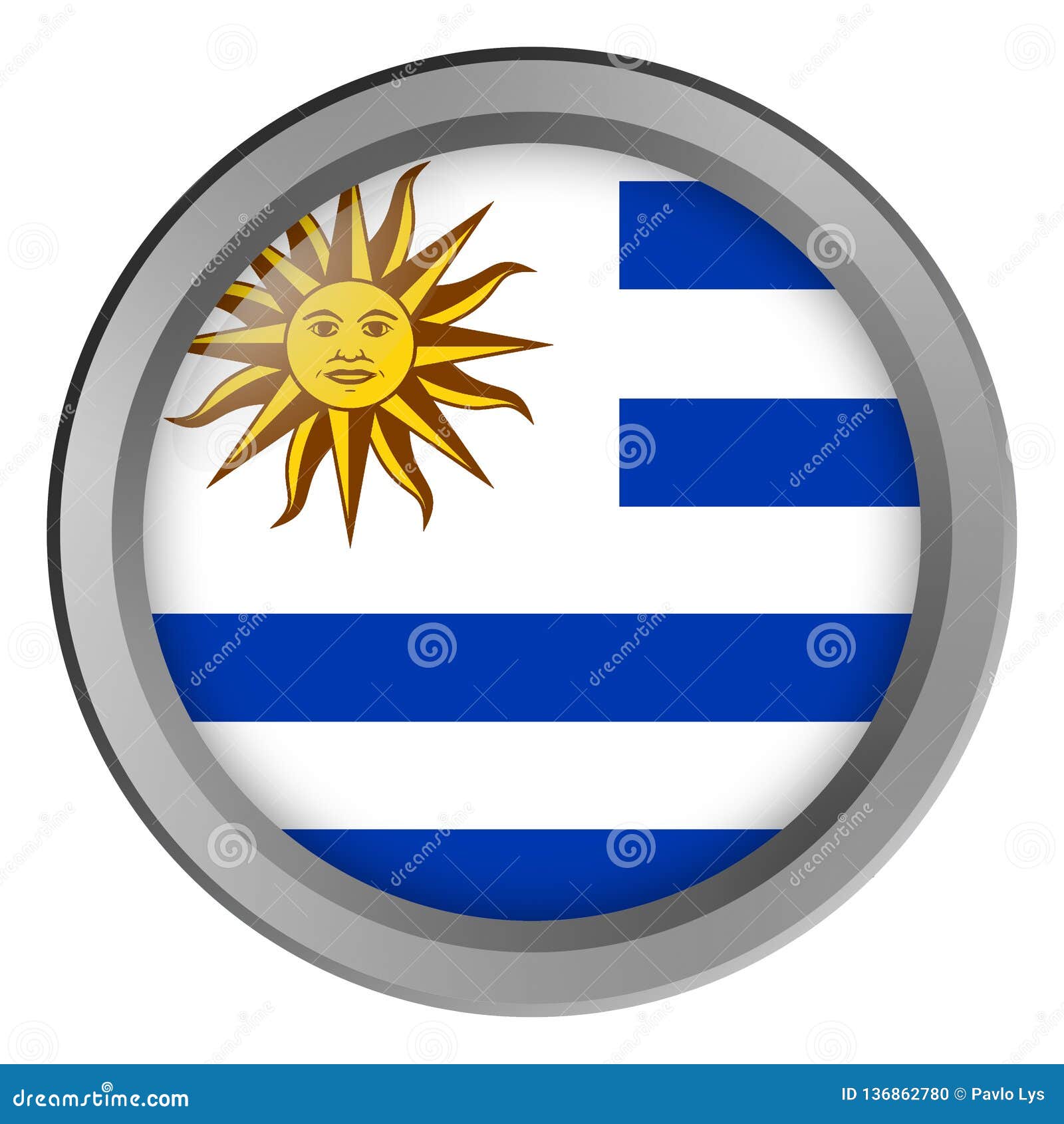 Flag of Uruguay Round As a Button Stock Illustration - Illustration of ...