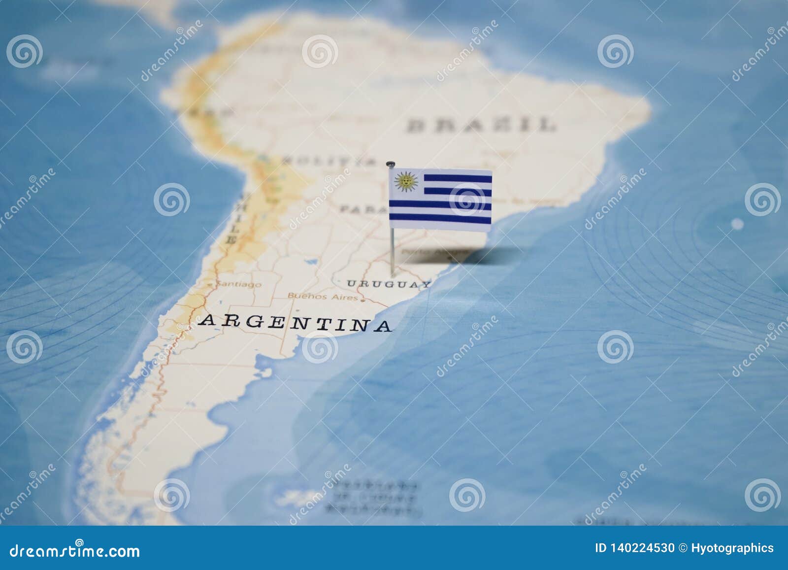 the flag of uruguay in the world map