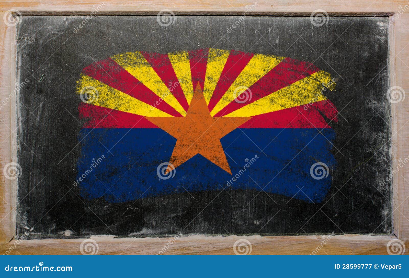Flag of US State of Arizona on Blackboard Painted with Chalk Stock