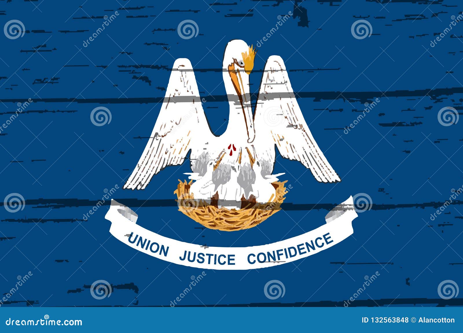 Louisiana State Flag on Old Timber Stock Vector Illustration of