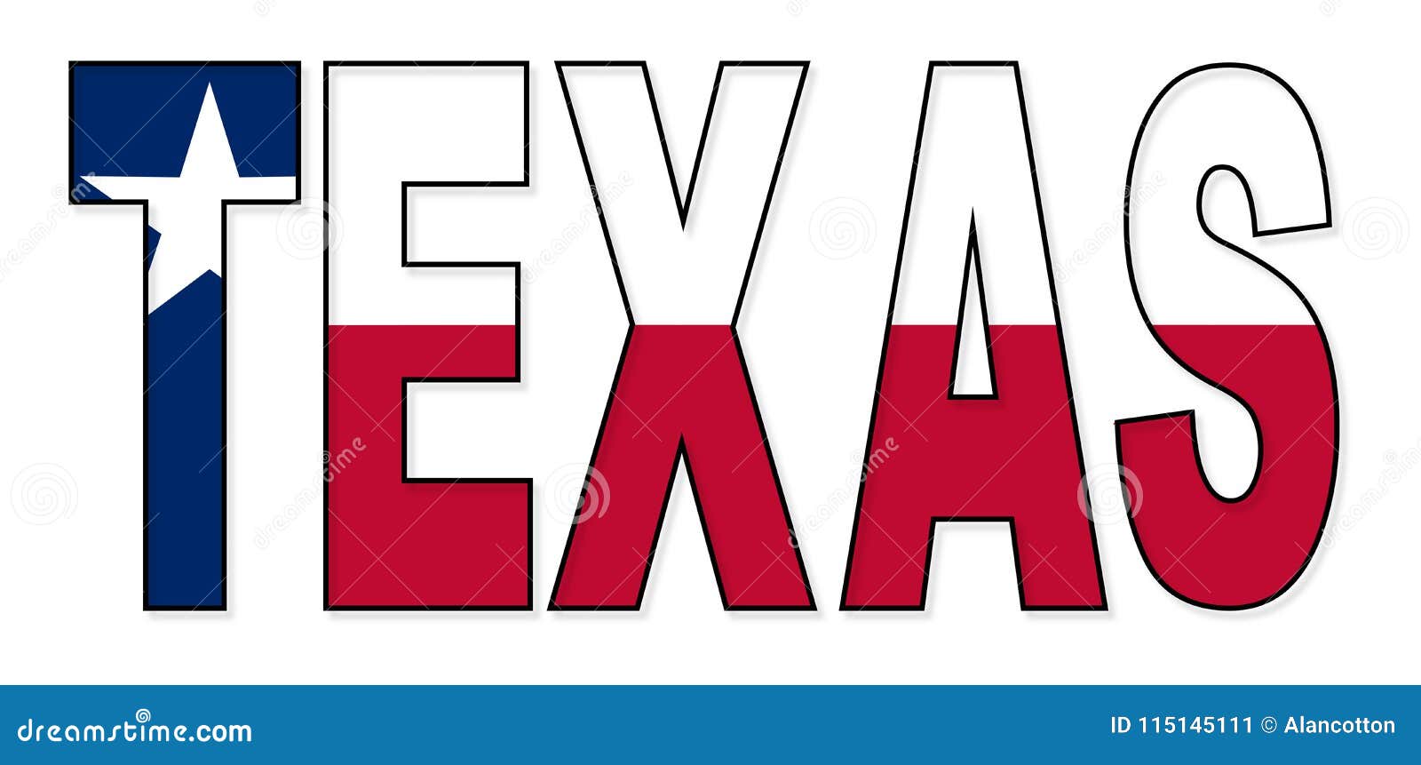 Texas Text Flag stock vector. Illustration of white 115145111