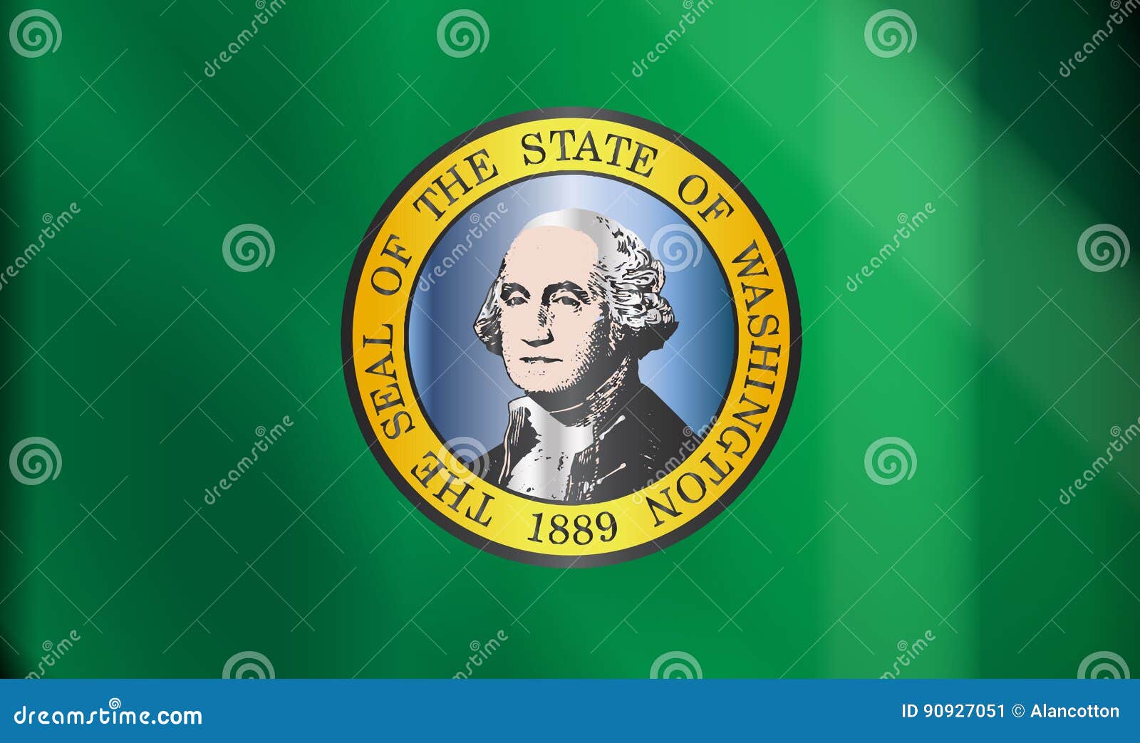 Flag of Washington State Gloss Stock Vector Illustration of flag