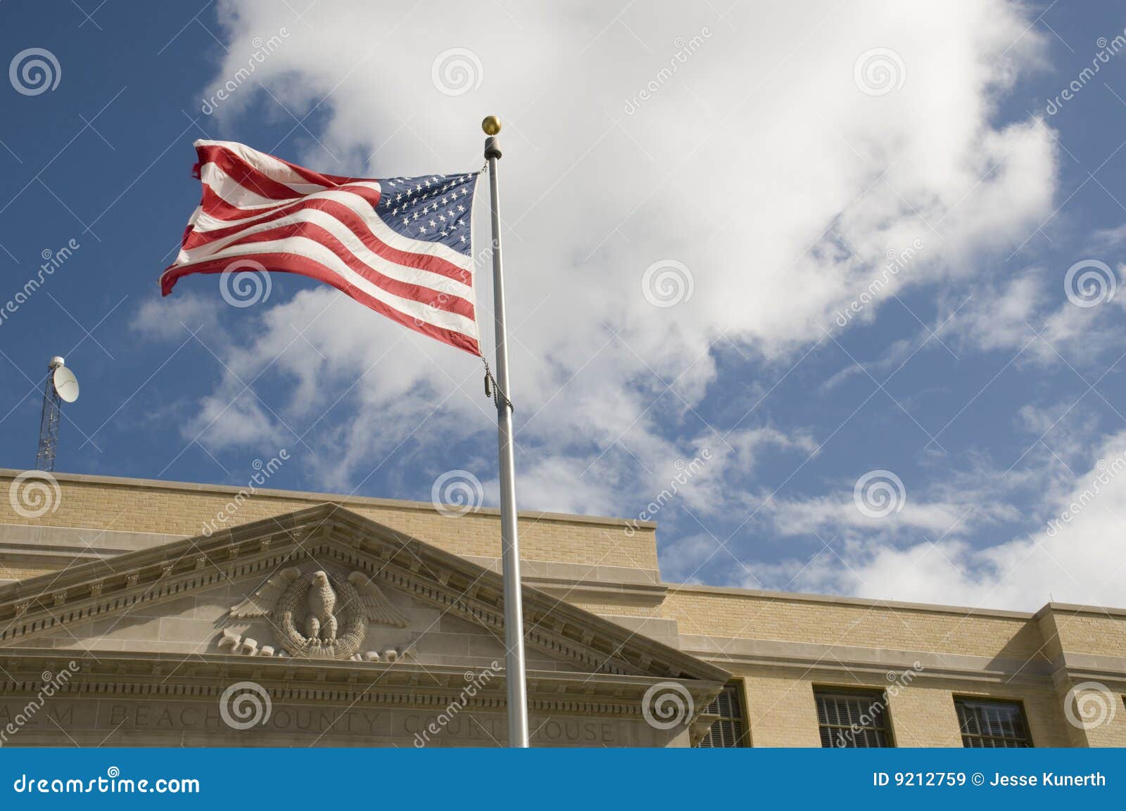 Flag Waving Outside of Courthouse