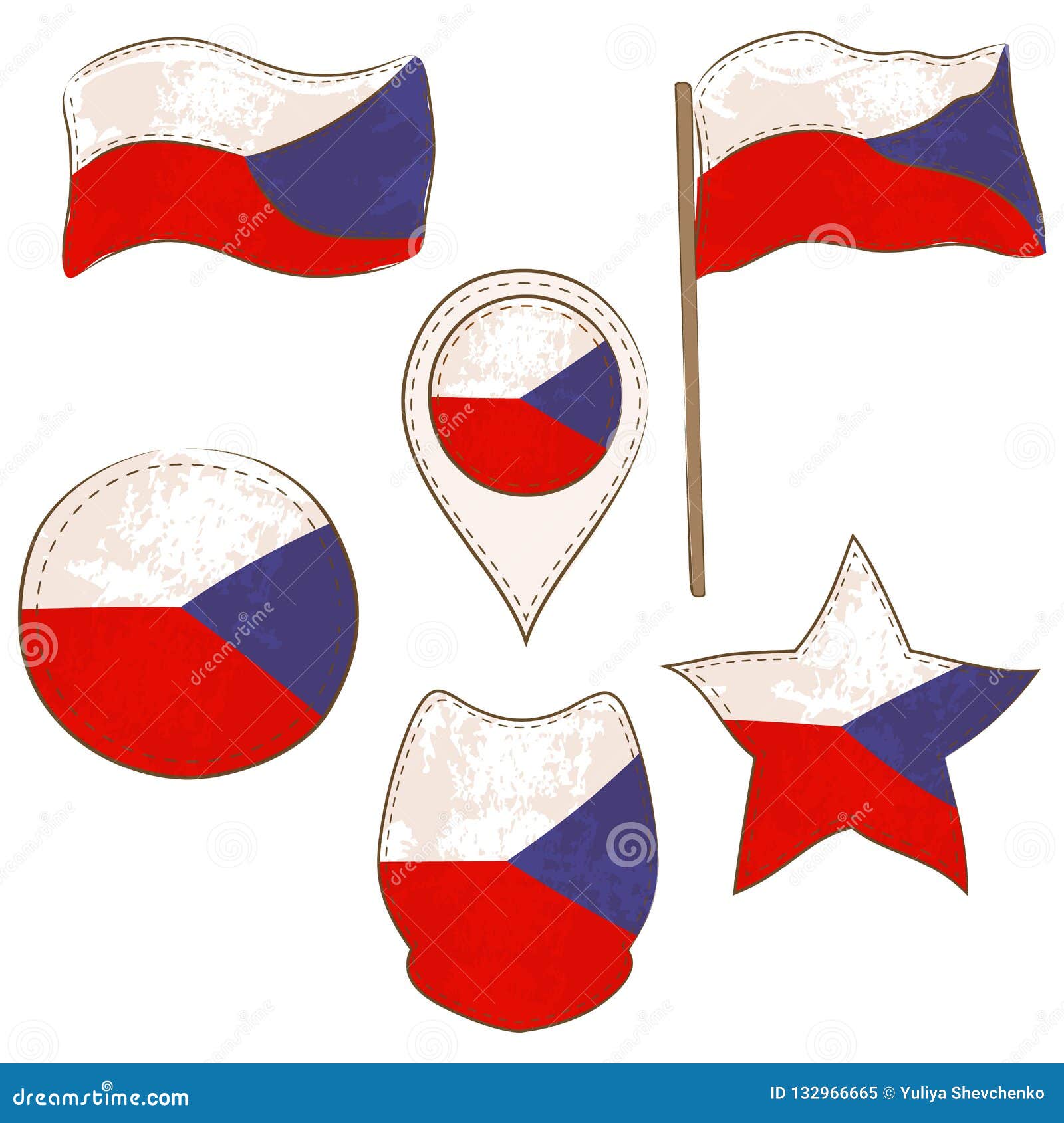 Flagge Der Tschechischen Republik Gemacht In Den Verschiedenen Formen Vektor Abbildung Illustration Von Sechs Abbildung 132966665