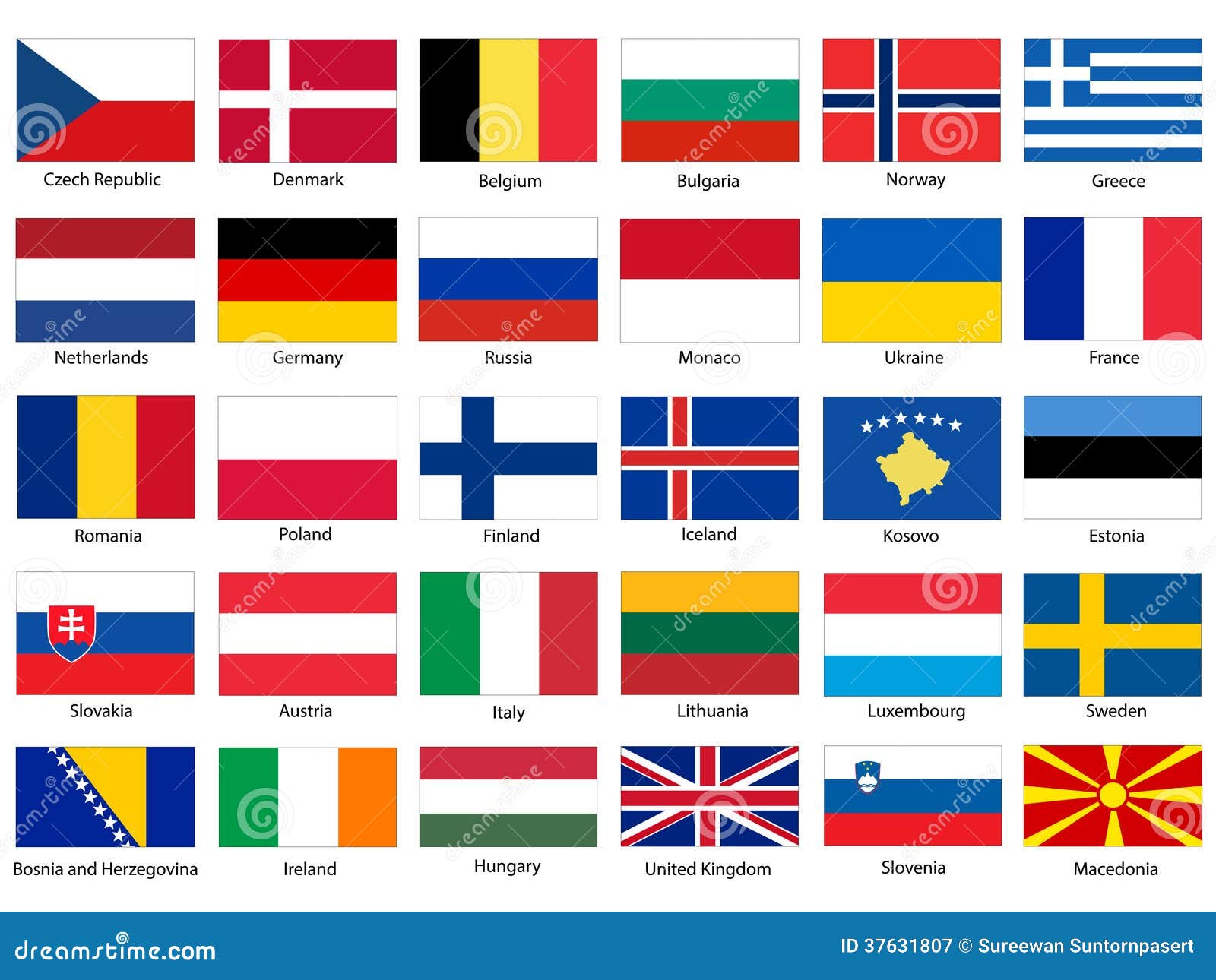 Flaggen Des Europa-Vektor-Satzes Vektor Abbildung - Illustration von monaco, republik: 37631807