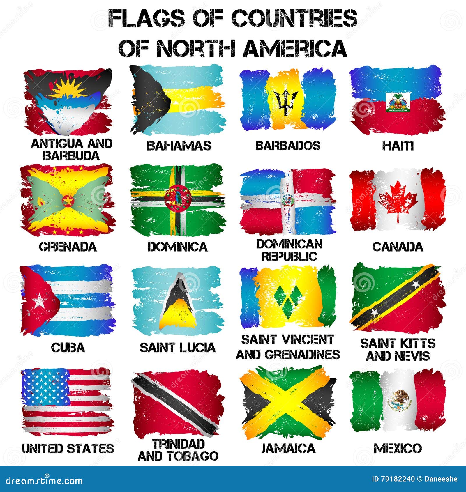 Flaggor Av Nordamerika Länder Vektor Illustrationer Illustration av