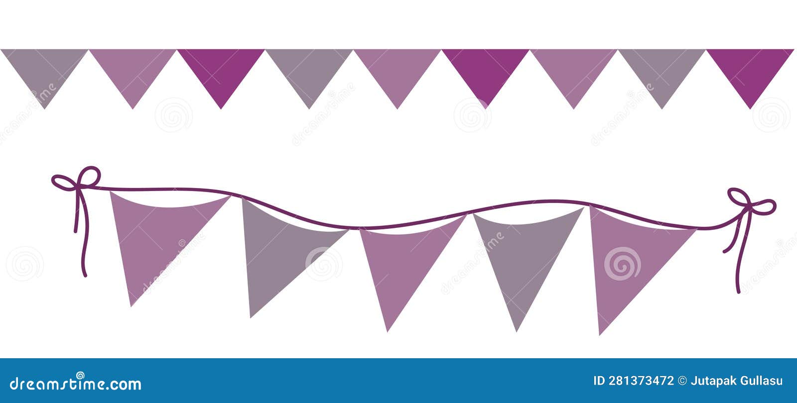 Flags Blue Pennants on White Background. Stock Photo Illustration of