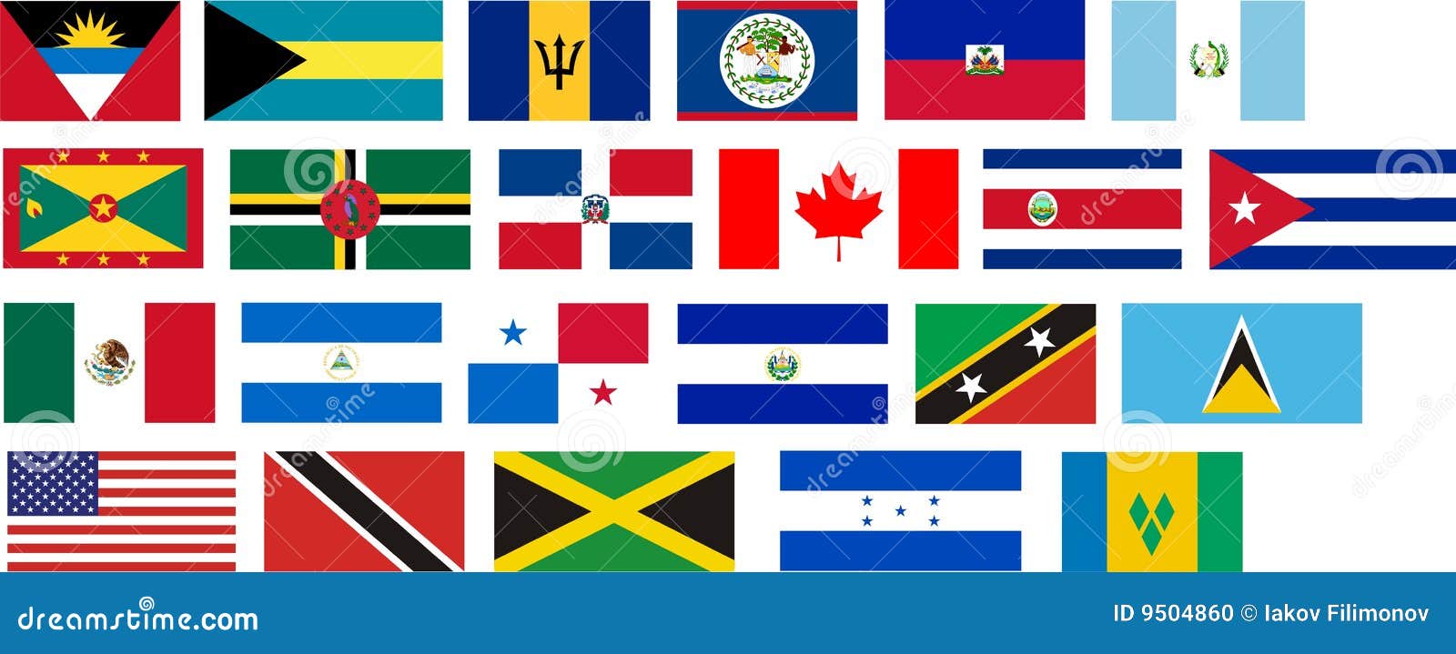 Flags Of All North America Countries Stock Illustration Illustration