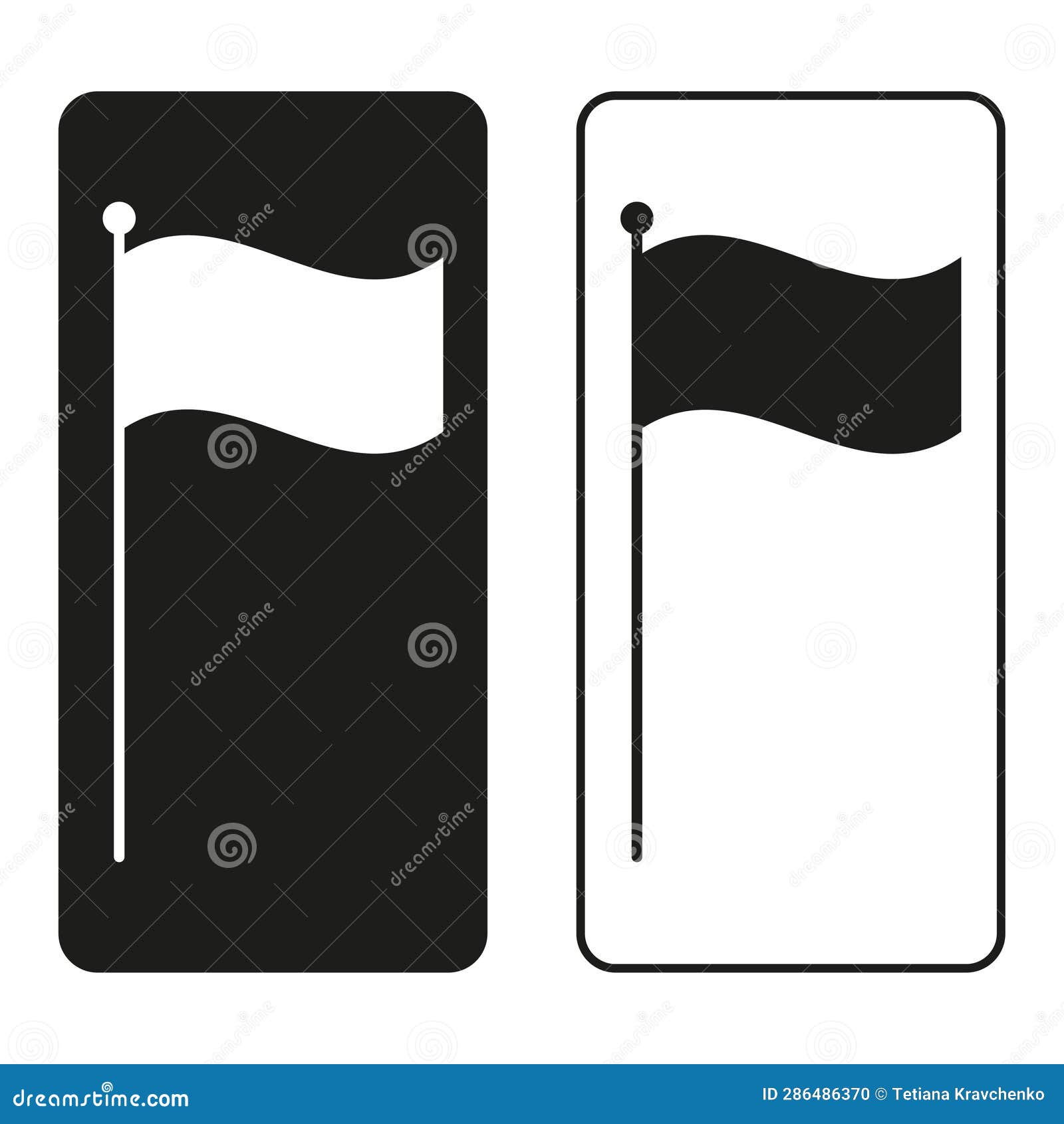 Flags Black and White Icons. Vector Illustration. Eps 10 Stock