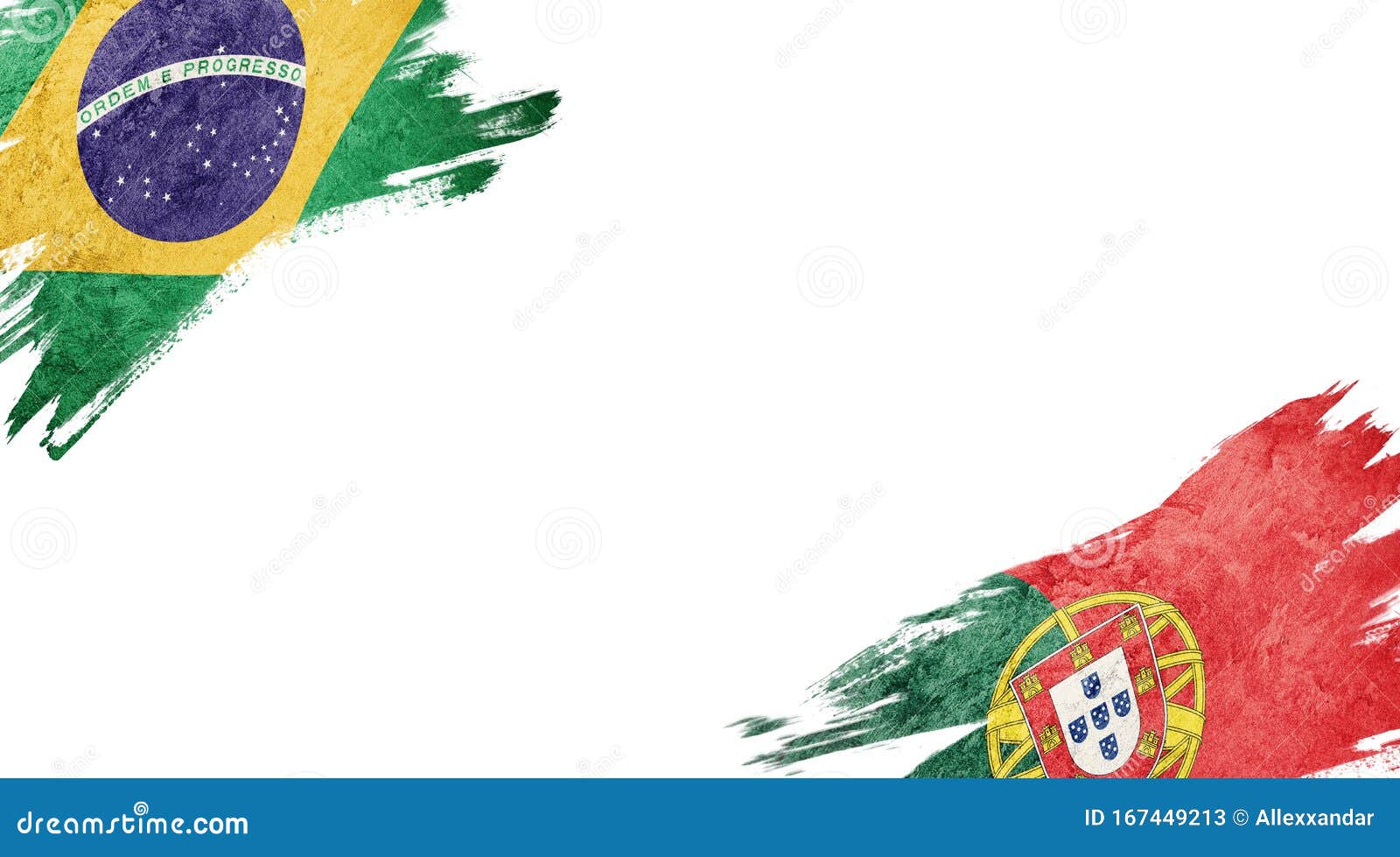 Flags of Brazil AndÂ Portugal on White Background Stock Image Image of exchange, partnership