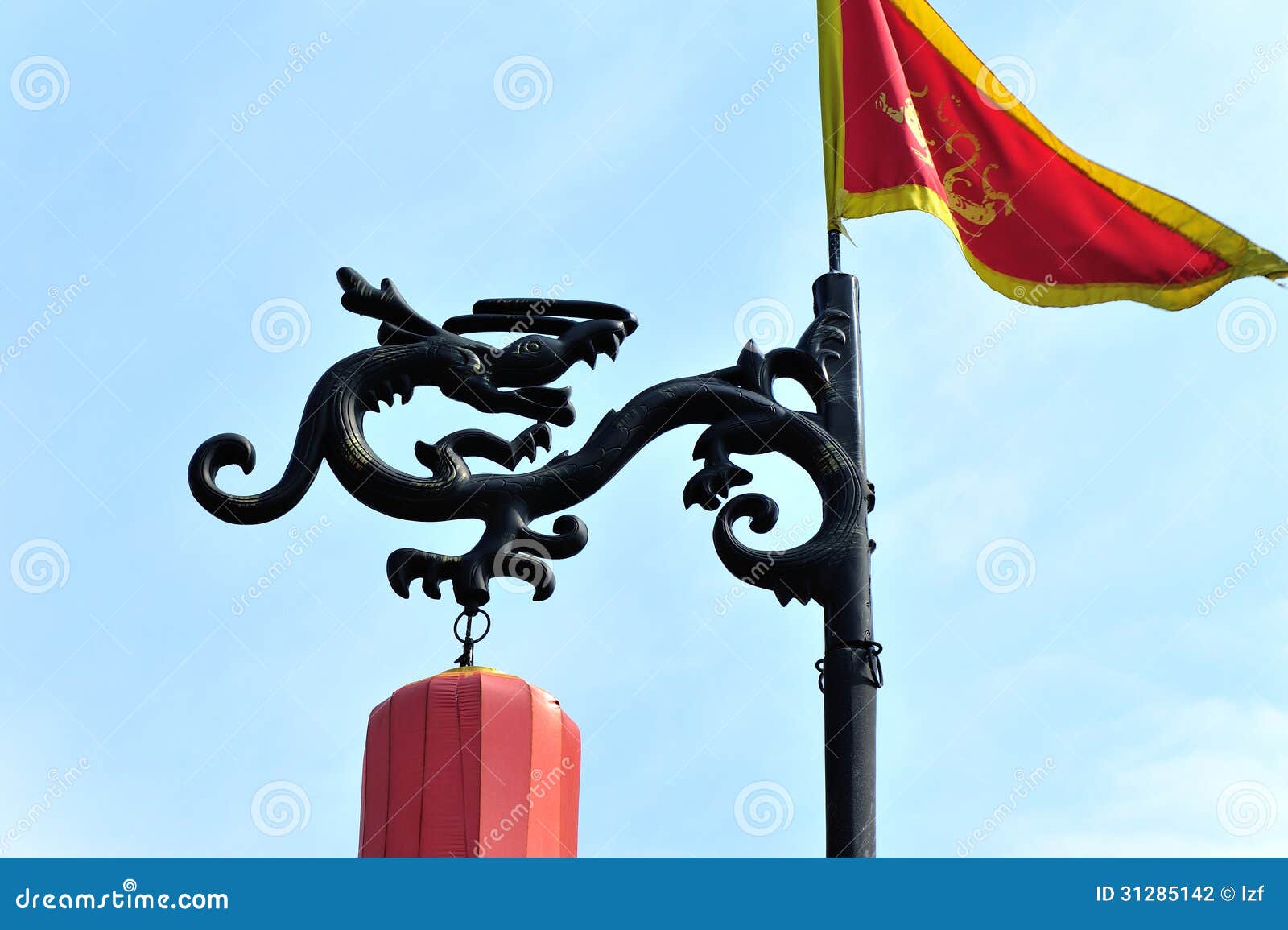 Flags and chinese dragon stock photo. Image of dragon 31285142