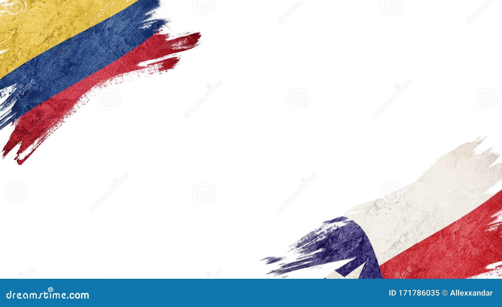 Flags of Colombia and Chile on White Background Stock Image Image of