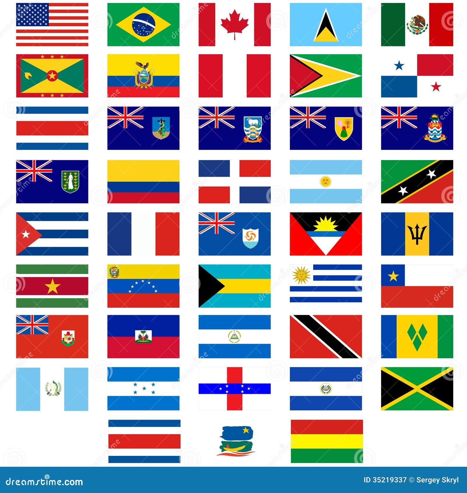 Flags Of The Countries Of America Stock Vector Illustration Of Icon