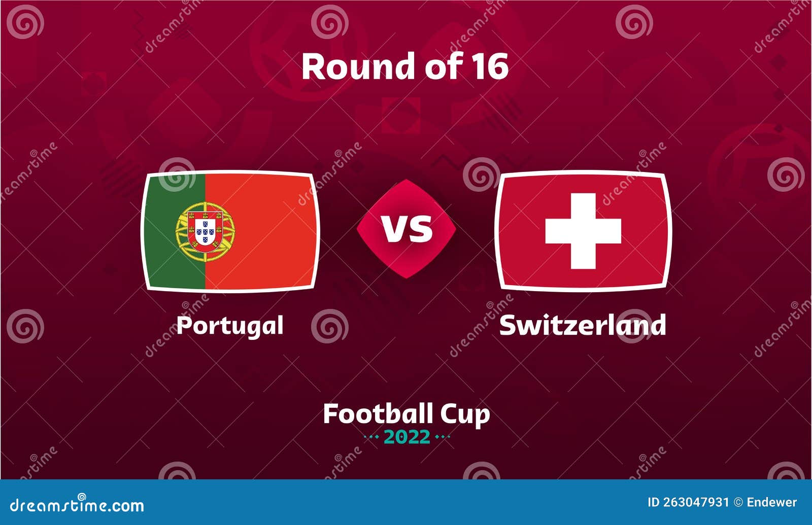 Flags of the Countries Portugal Vs Switzerland, 2022 Soccer Championship, Round of 16, Knockout Stage, Play Off Stock Illustration