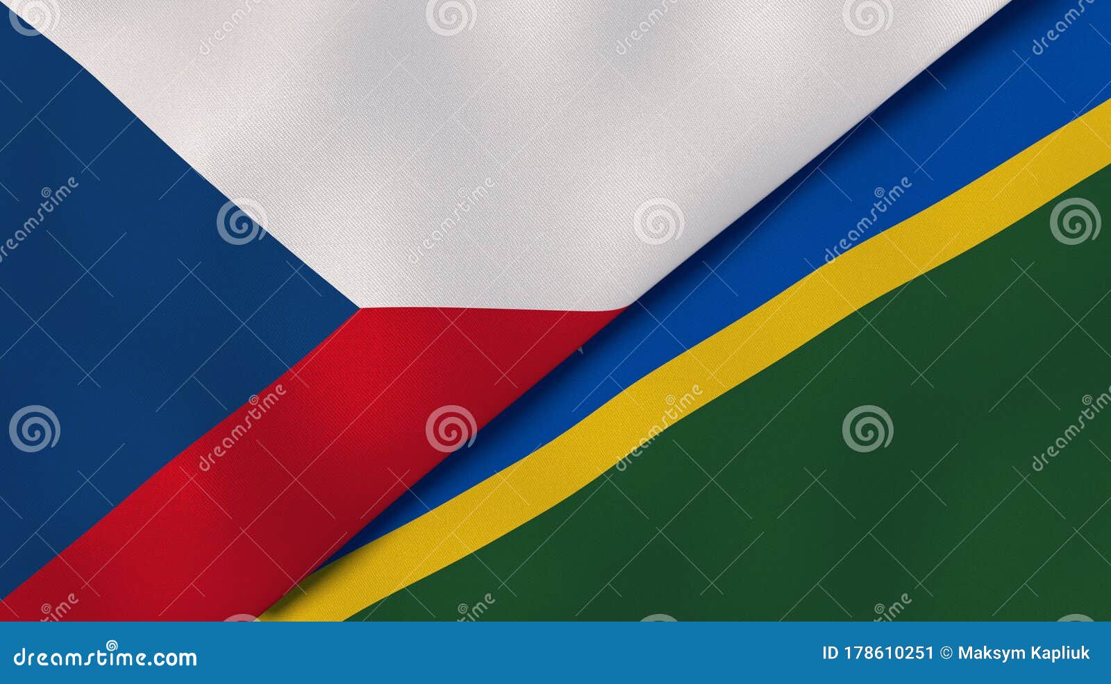 the flags of czech republic and solomon islands. news, reportage, business background. 3d 