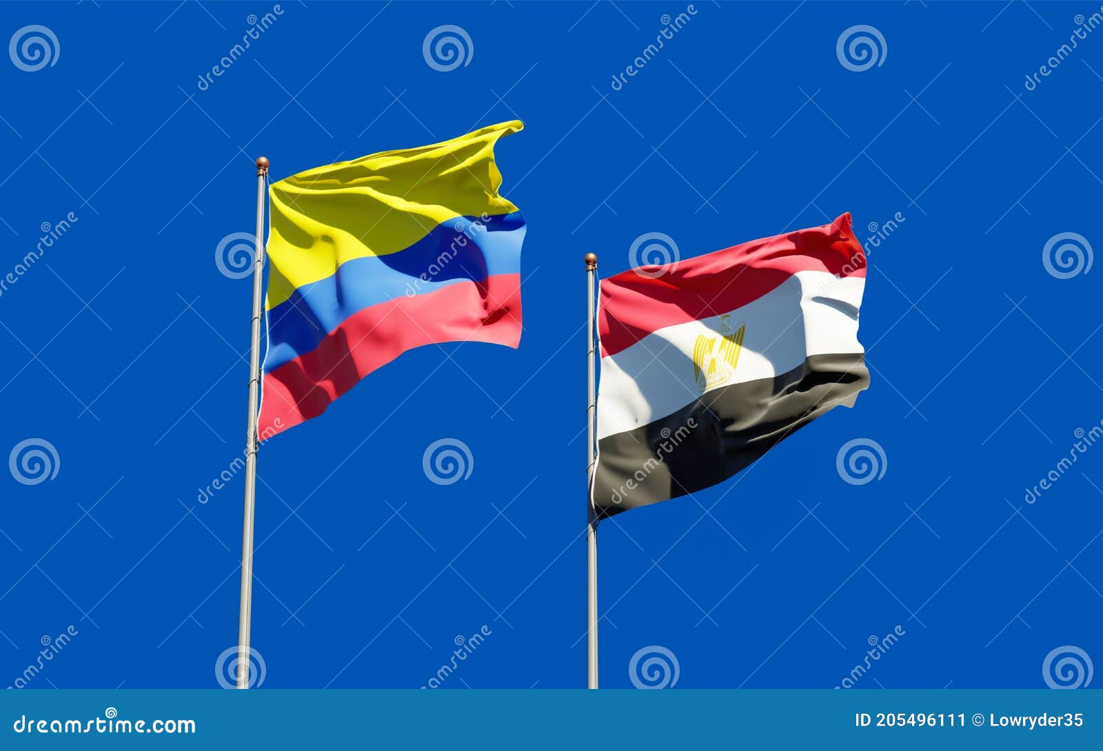 Flags of Egypt and Colombia Stock Illustration Illustration of egypt